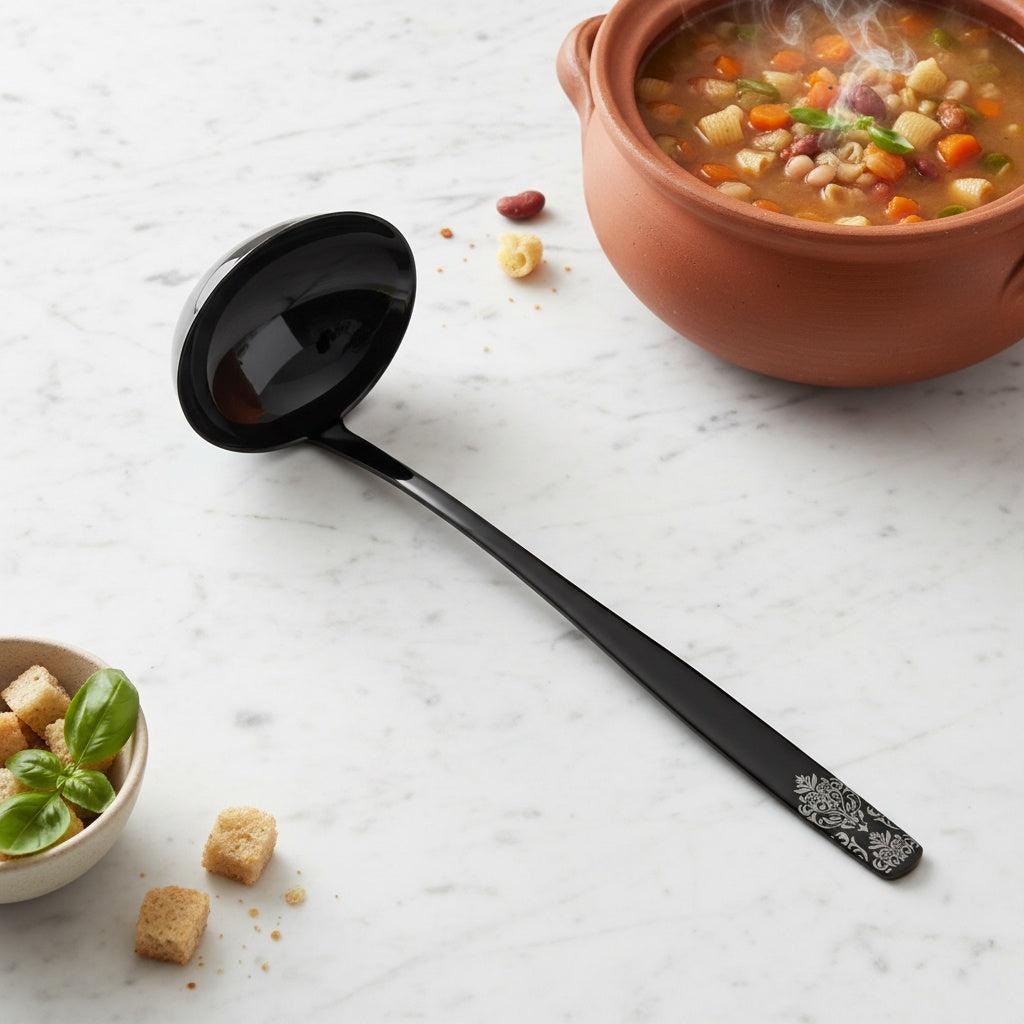 Riviera Black Devorè Soup Ladle-Casa Bugatti USA