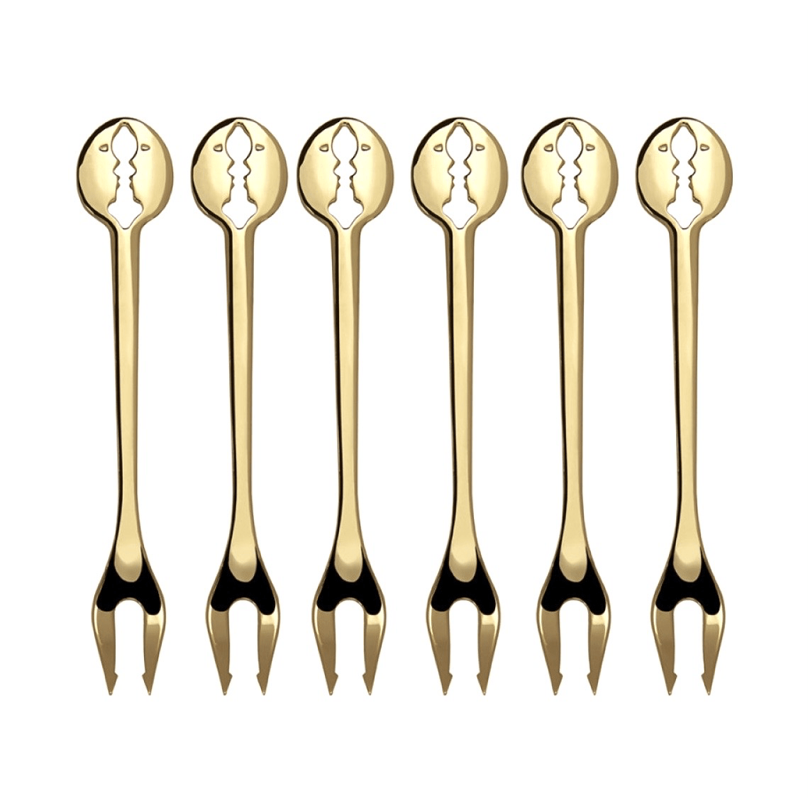 Kiss Gold Plated Cocktail Forks Set-Casa Bugatti USA