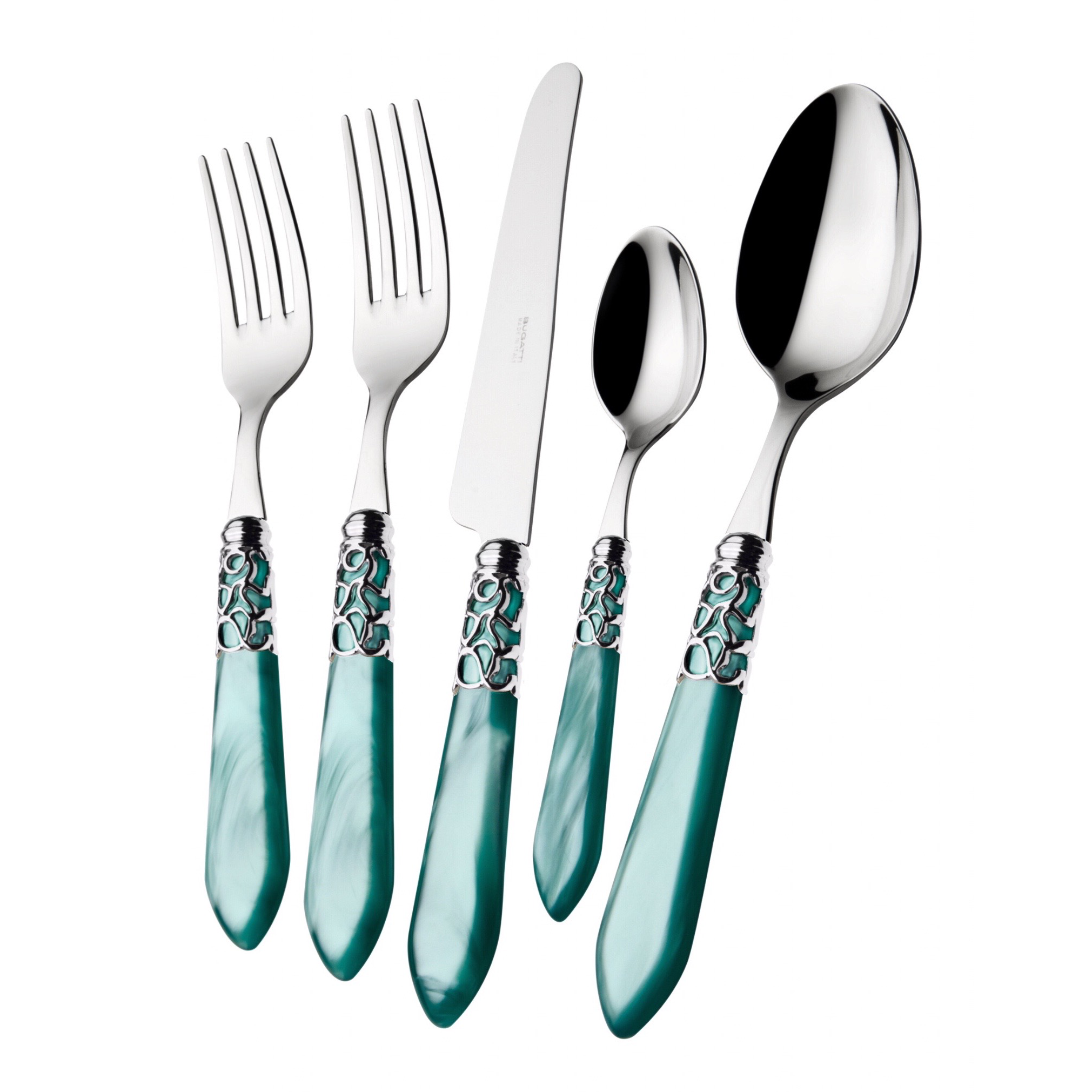 Melodia 5 piece place setting - AQUA Pearlescent-Casa Bugatti USA