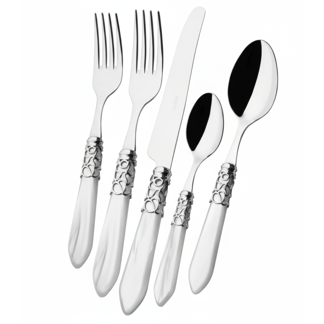 Melodia 5 piece place setting - WHITE Pearlescent-Casa Bugatti USA