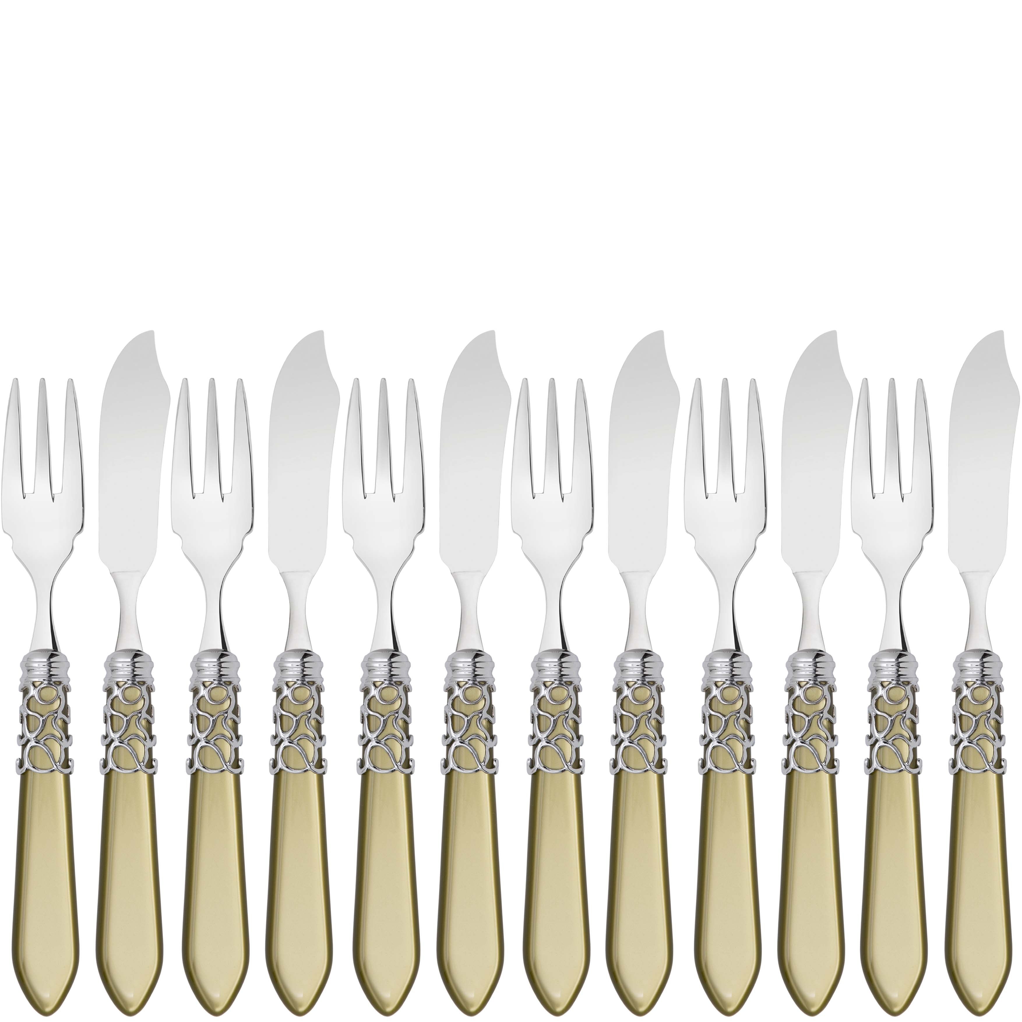 Melodia Brilliant 12 Piece Fish Set - chartreuse green