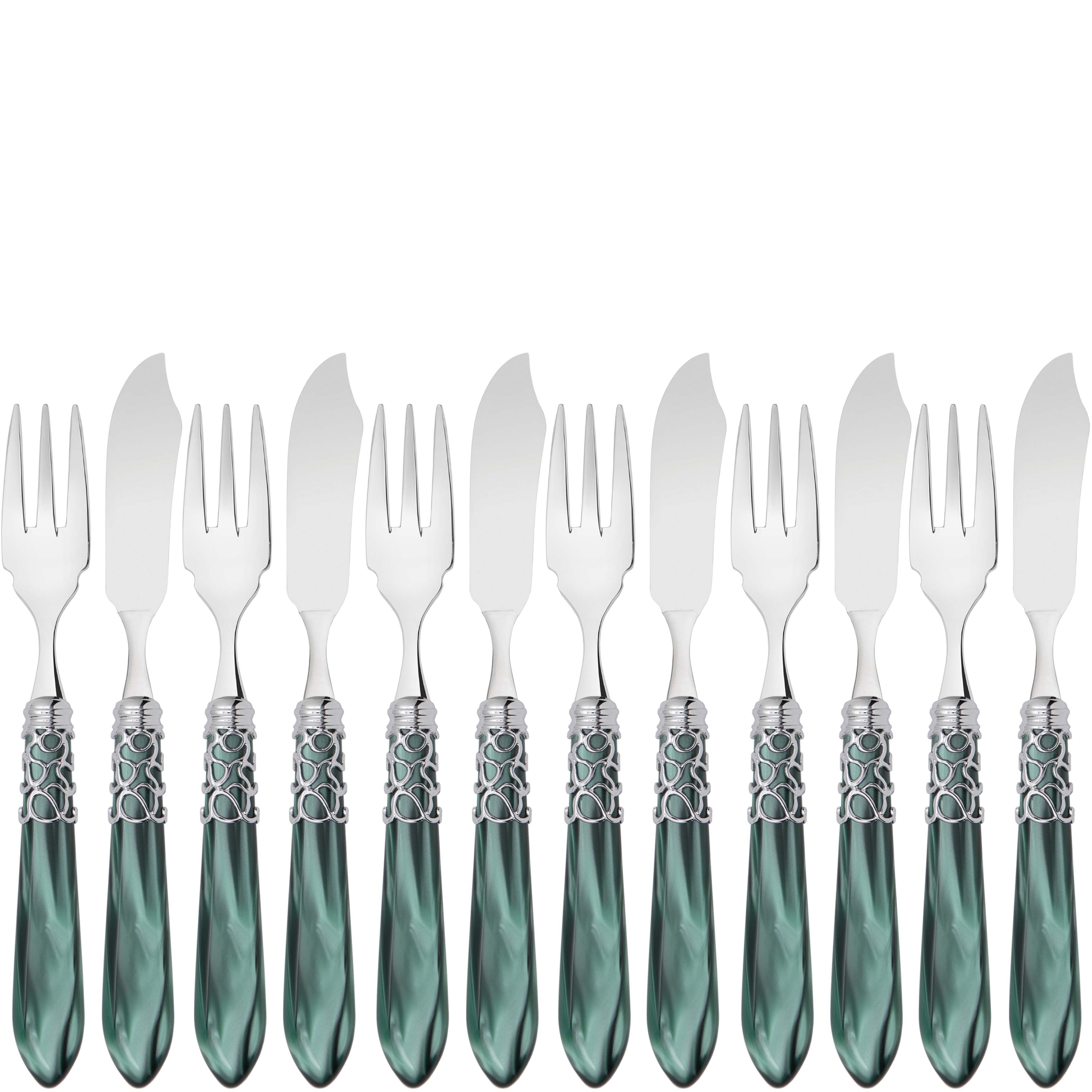 Melodia Brilliant 12 Piece Fish Set - green