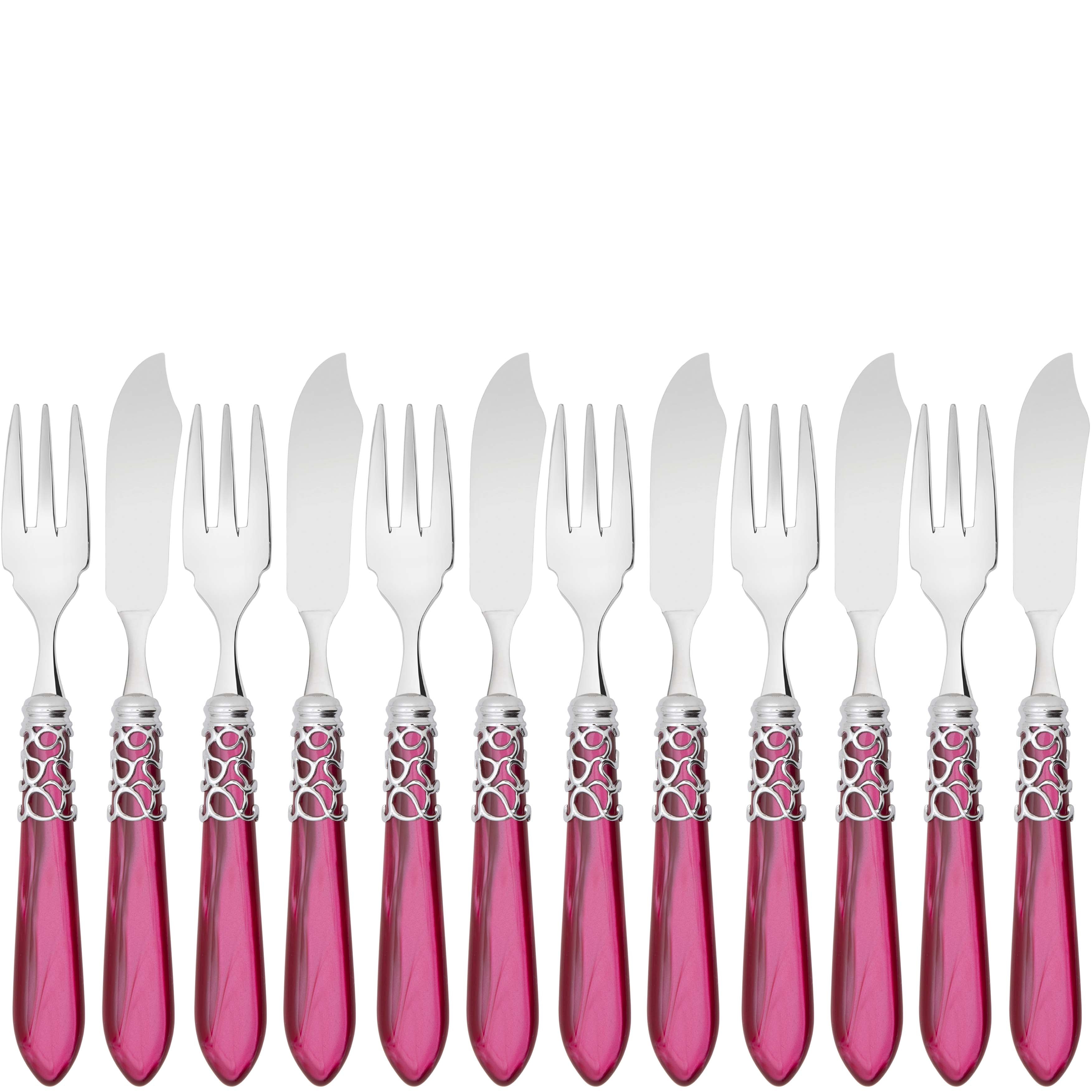 Melodia Brilliant 12 Piece Fish Set - raspberry