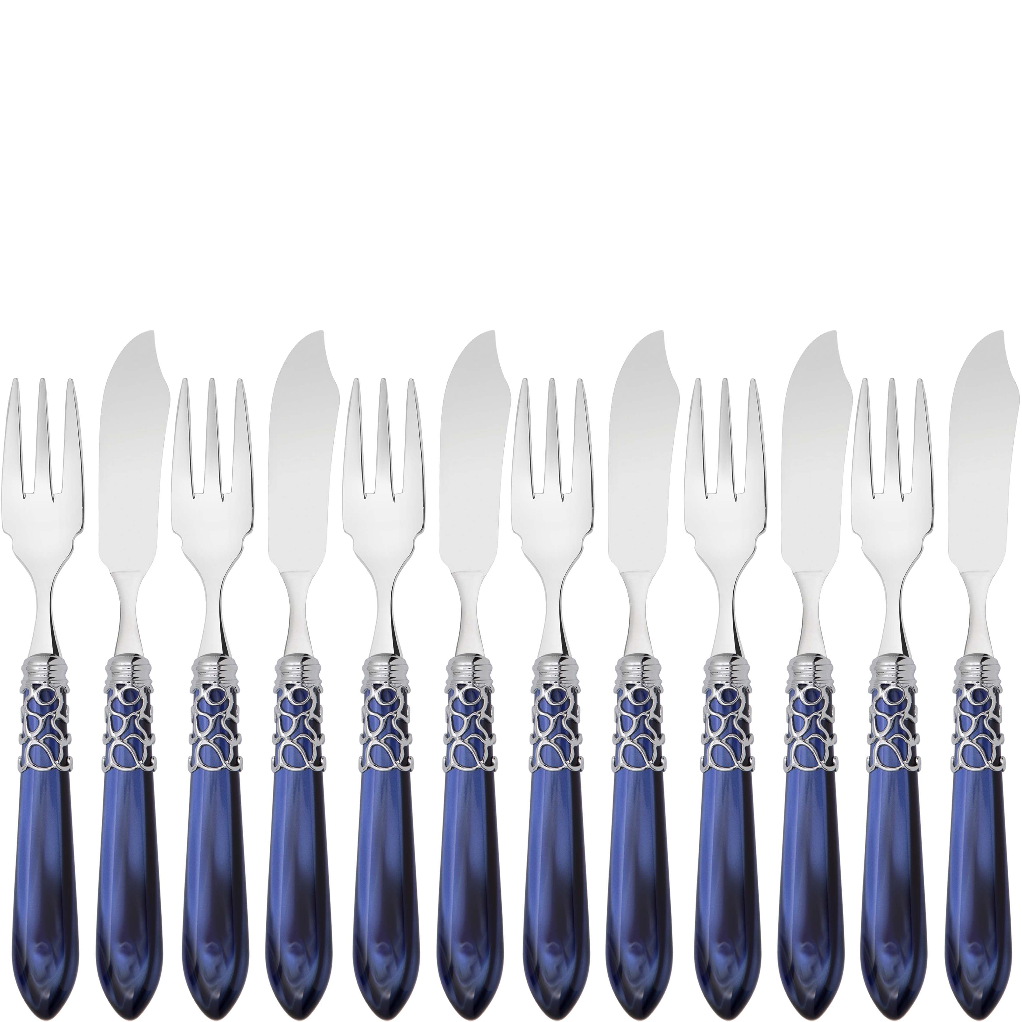 Melodia Brilliant 12 Piece Fish Set - royal blue