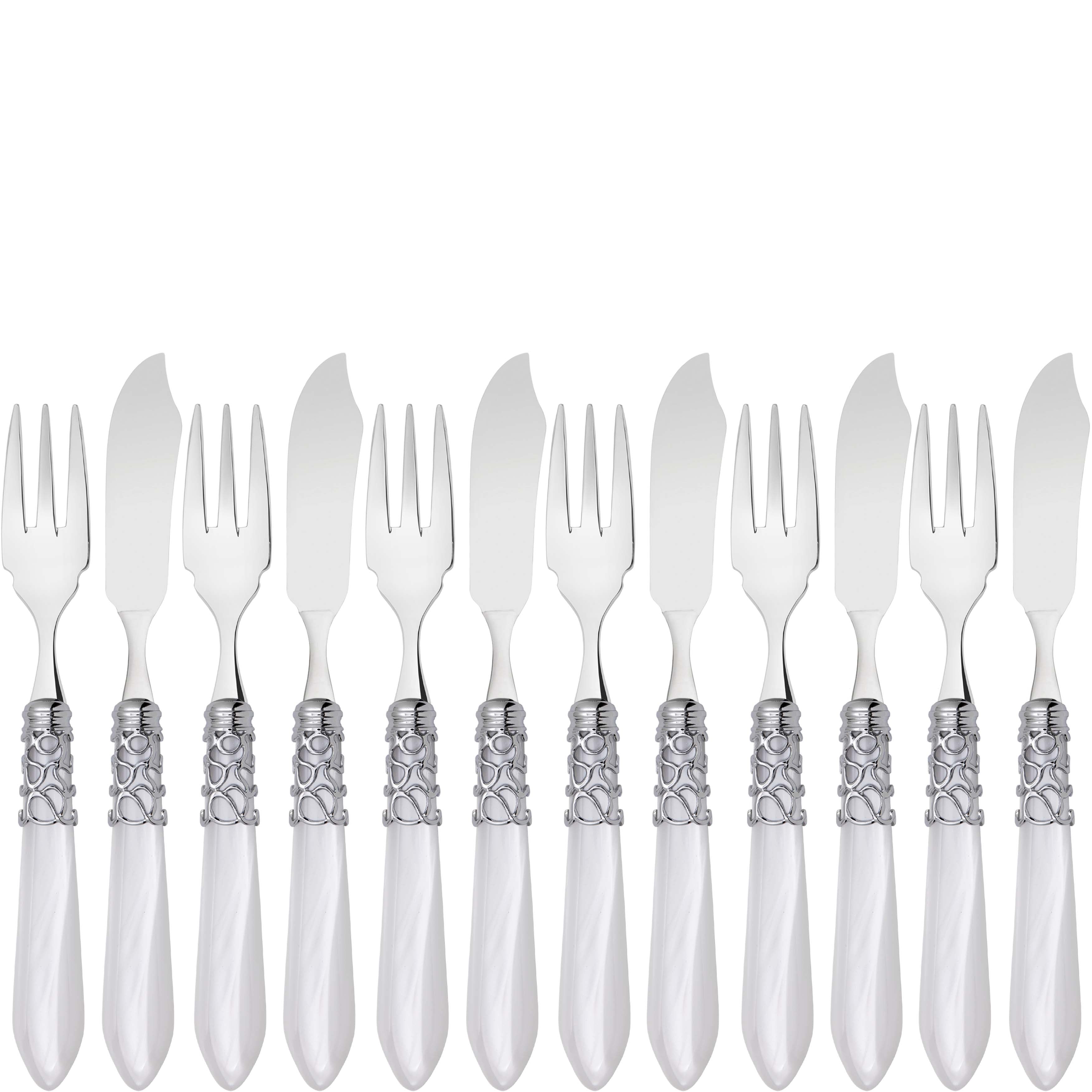 Melodia Brilliant 12 Piece Fish Set - white