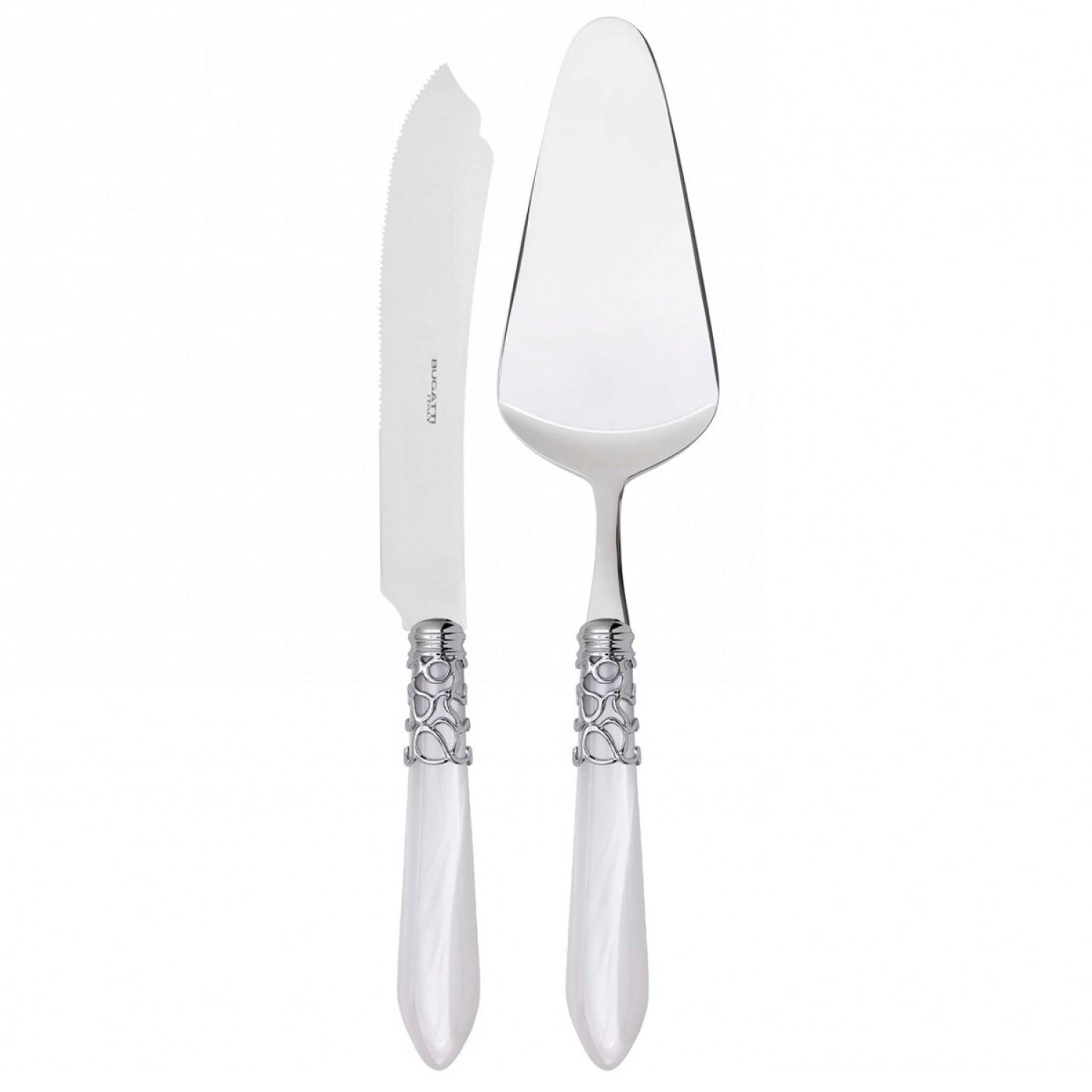 Melodia Brilliant 2 Piece Cake Serving set - White-Casa Bugatti USA
