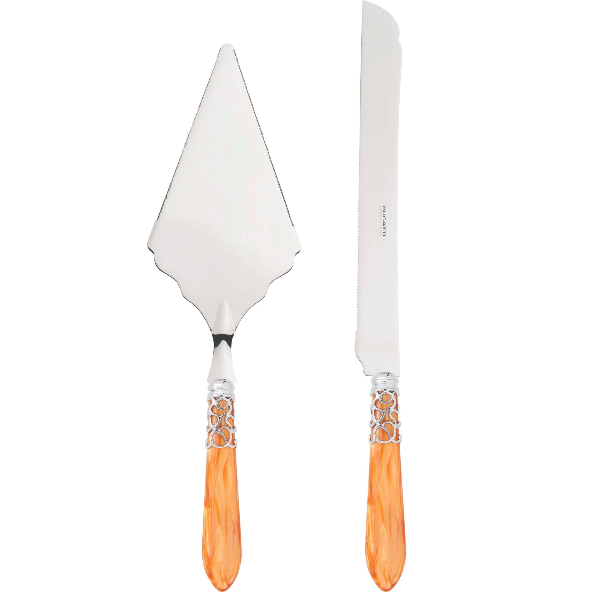 Melodia Brilliant 2 Piece Large Cake Serving Set serrated - Tangerine