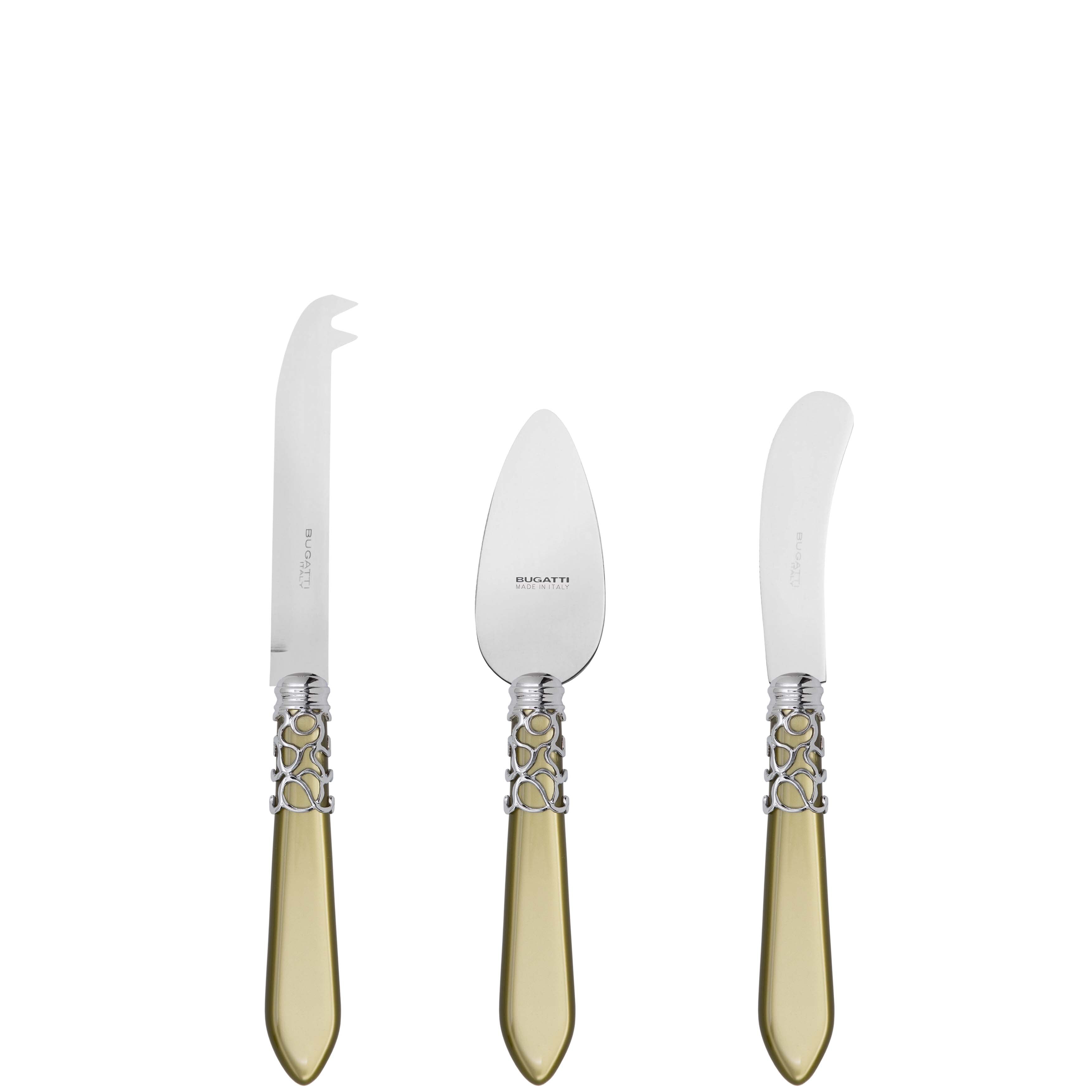 Melodia Brilliant 3 Piece Cheese Knife Set - chartreuse green