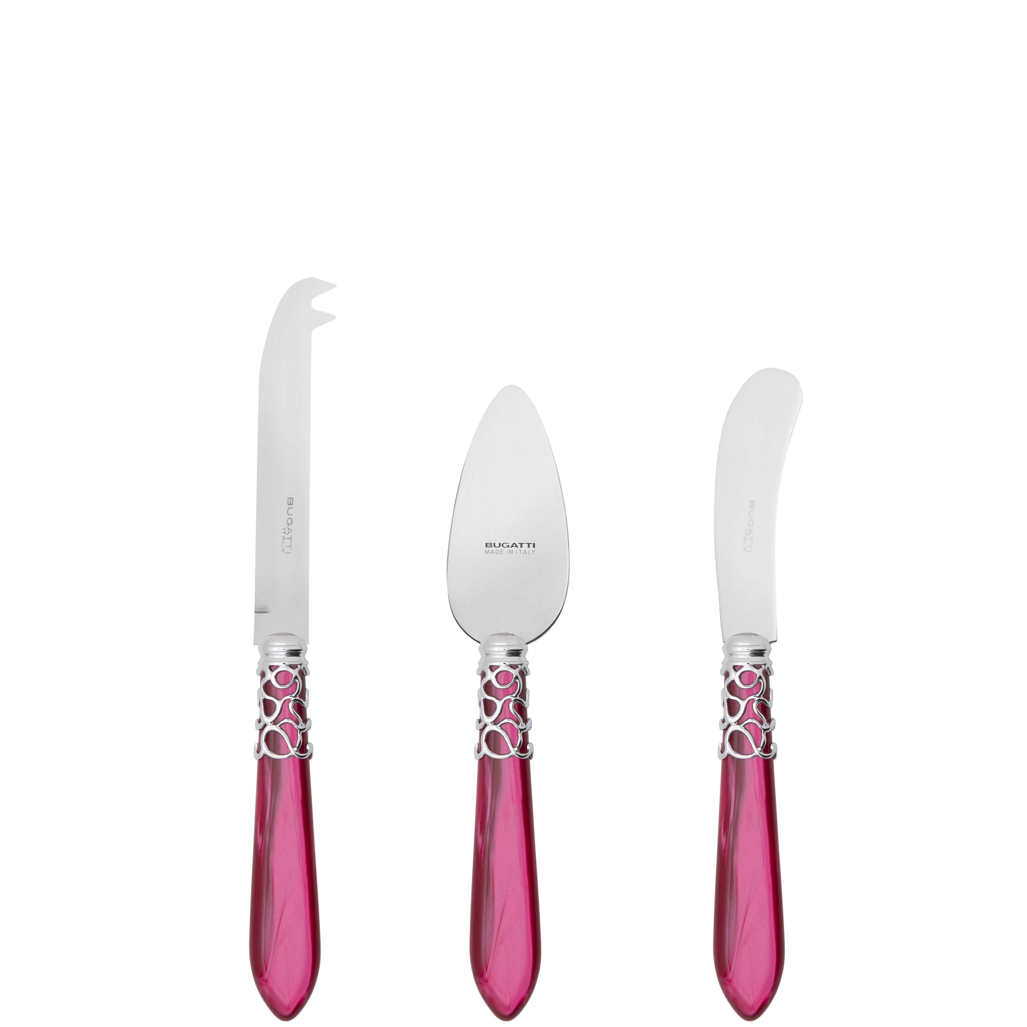 Melodia Brilliant 3 Piece Cheese Knife Set - raspberry