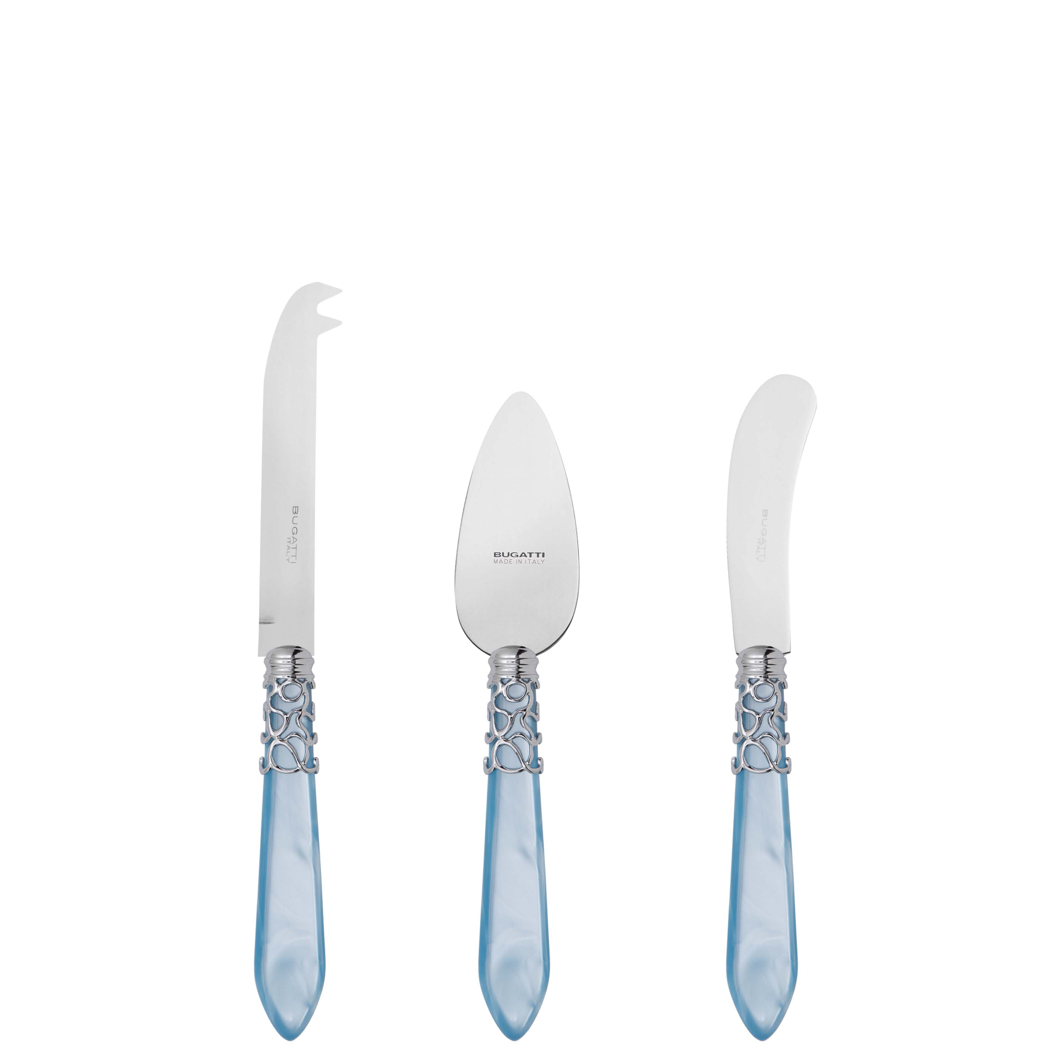 Melodia Brilliant 3 Piece Cheese Knife Set - sky blue