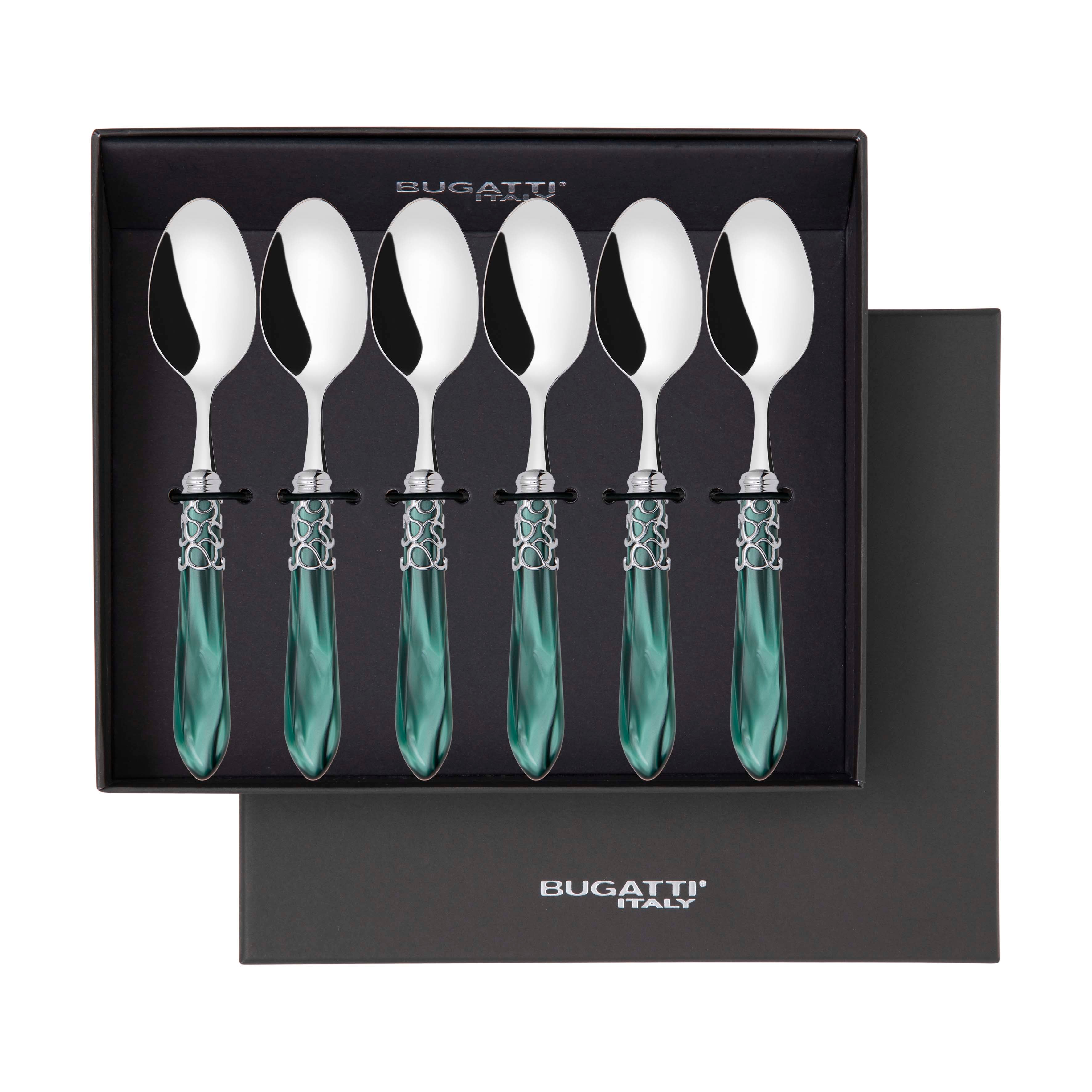 Melodia Brilliant 6 Piece Coffee Spoon Set in gift box - green