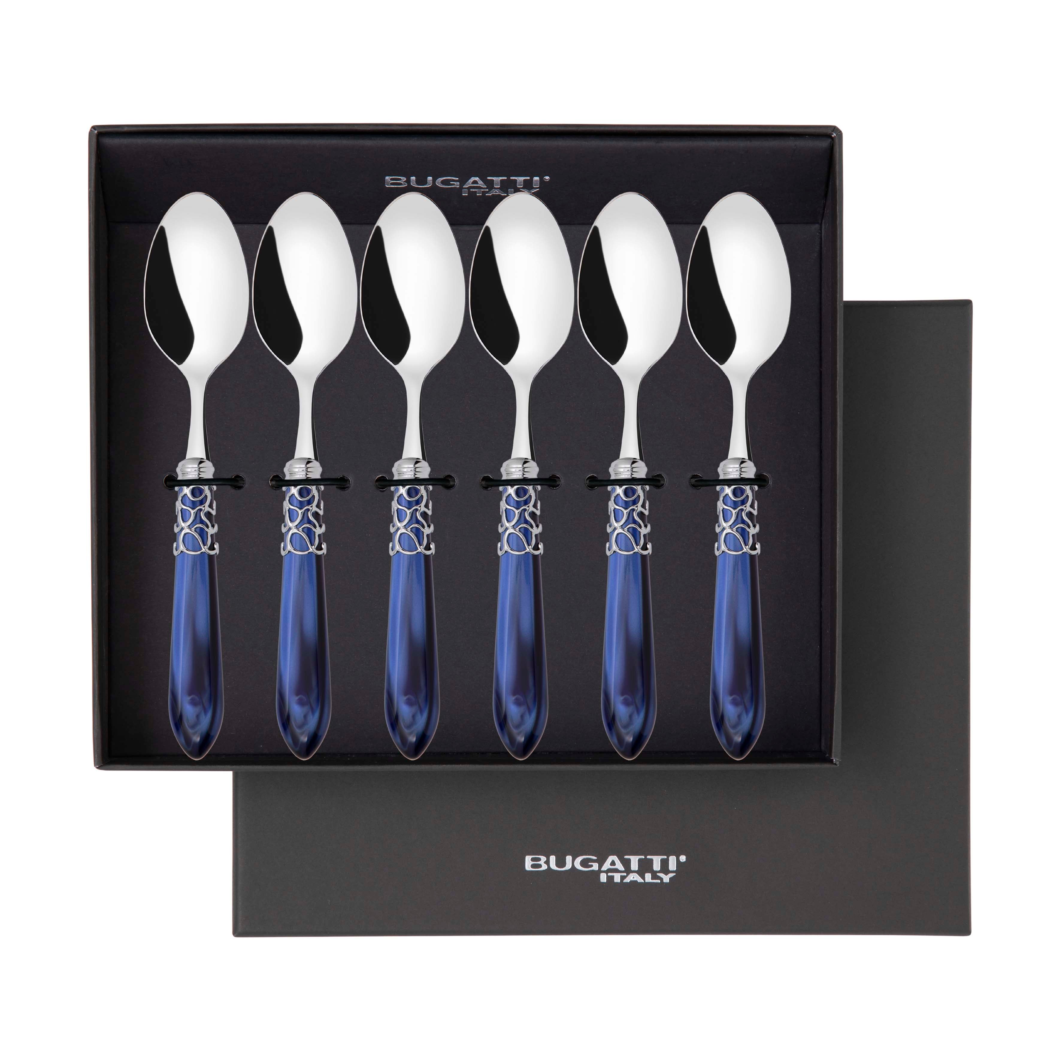 Melodia Brilliant 6 Piece Coffee Spoon Set in gift box - royal blue