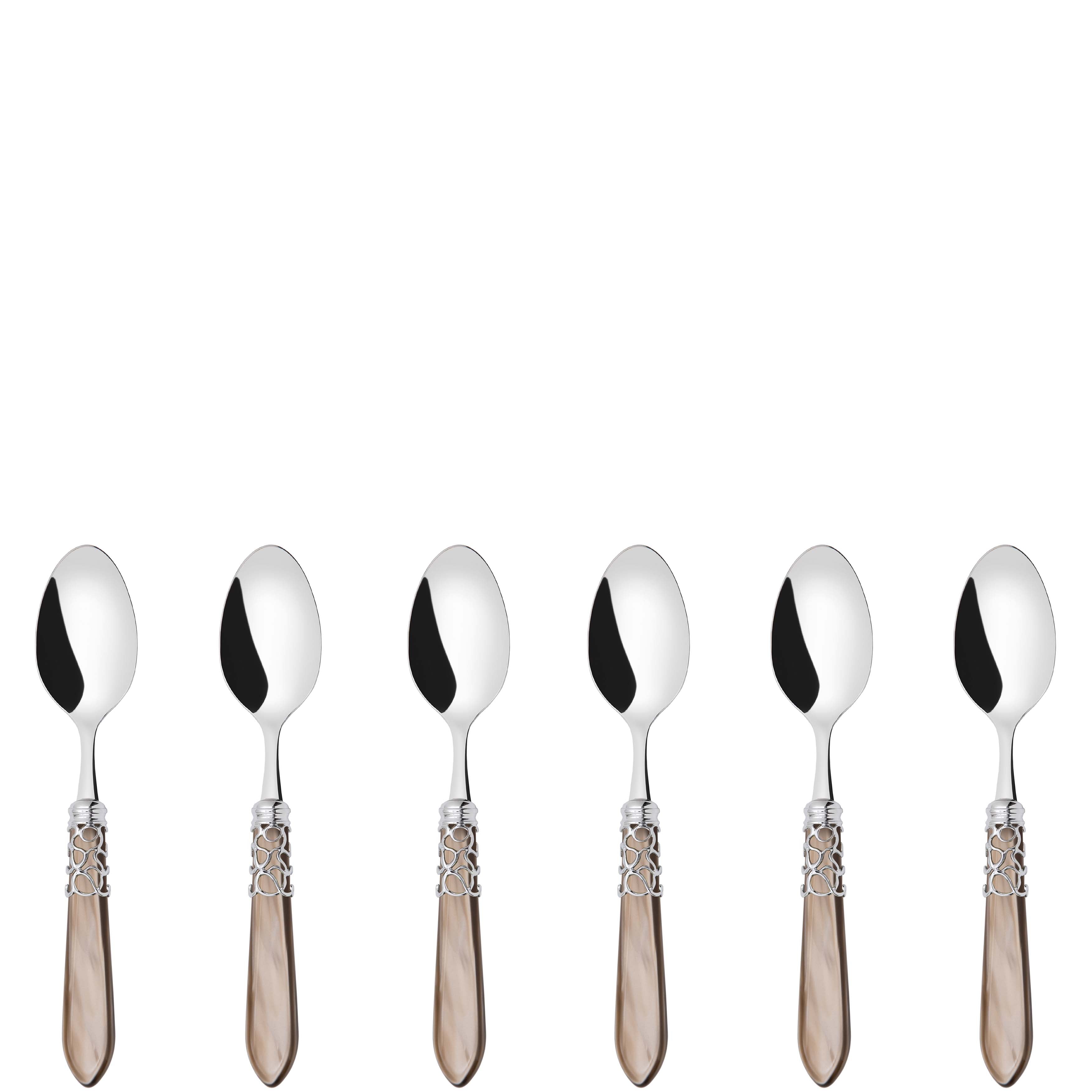 Melodia Brilliant 6 Piece Coffee Spoon Set in gift box - taupe