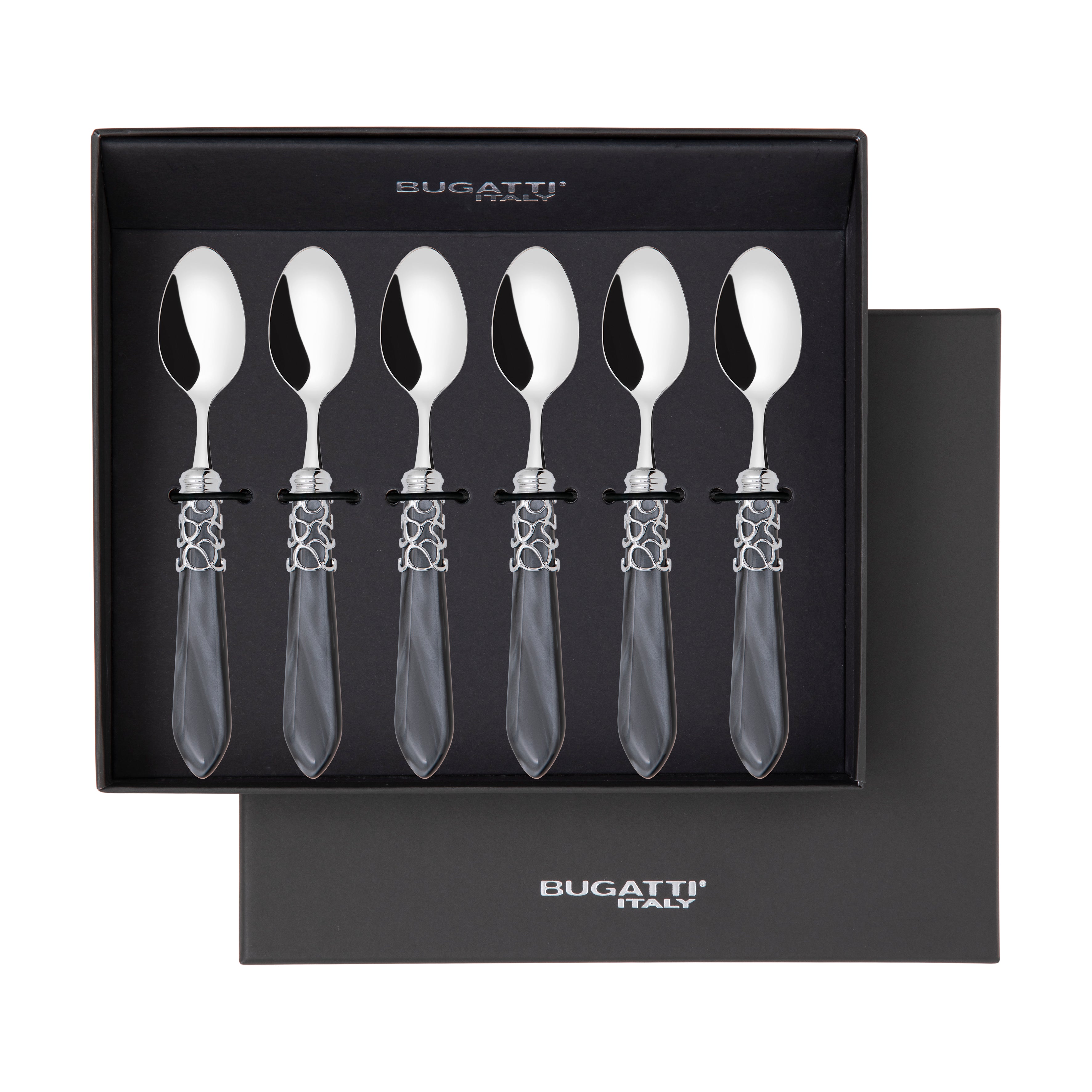 Melodia Brilliant 6 Piece Moka Spoon Set in gift box charcoal