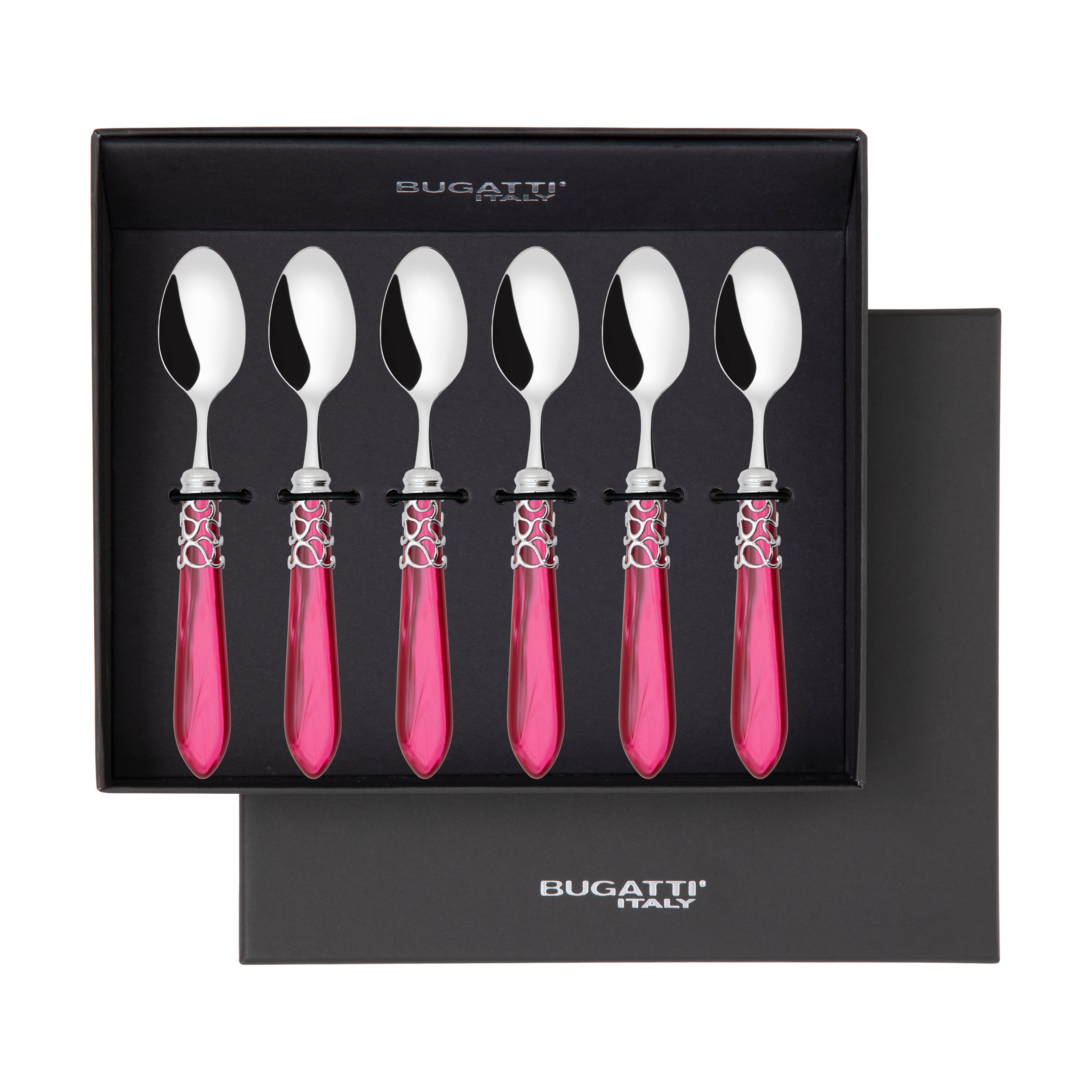 Melodia Brilliant 6 Piece Moka Spoon Set in gift box raspberry