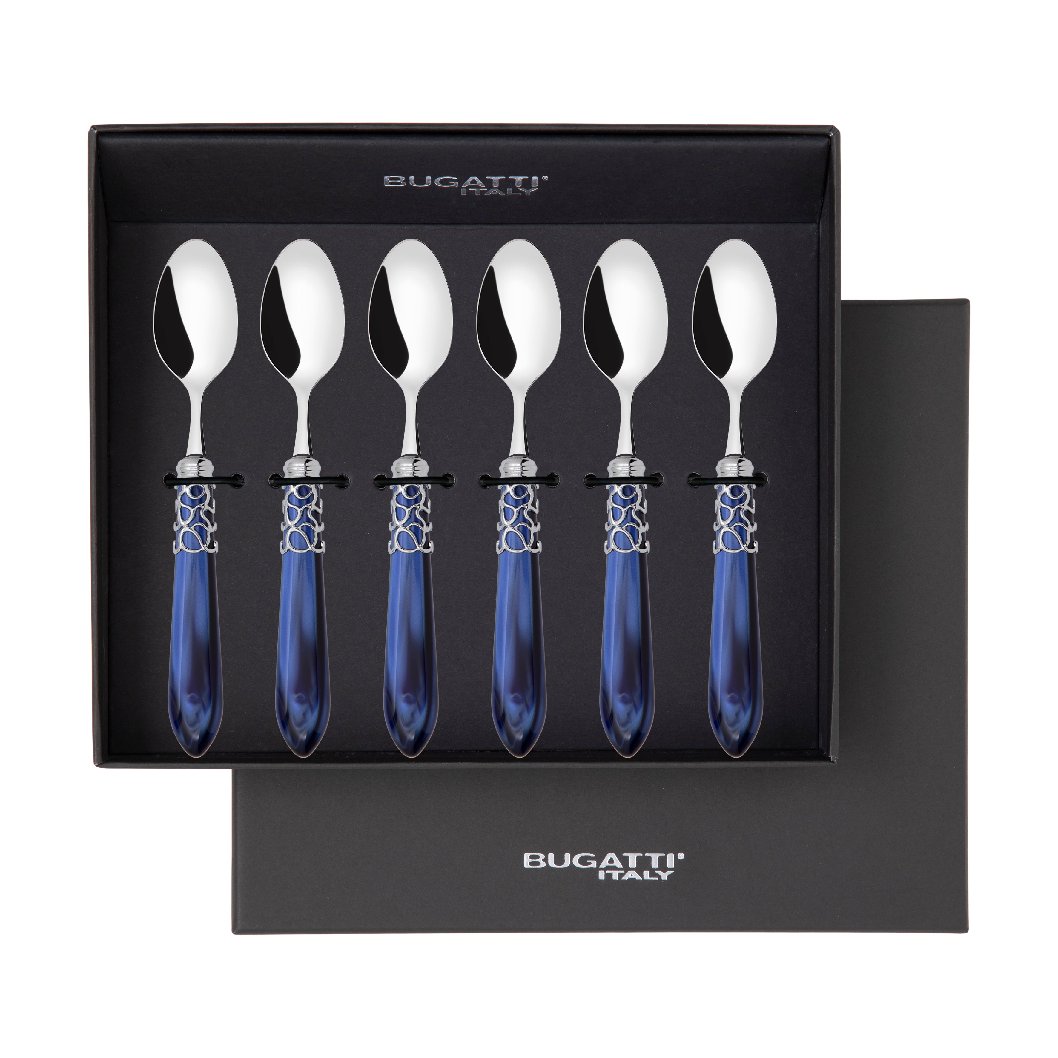 Melodia Brilliant 6 Piece Moka Spoon Set in gift box royal blue