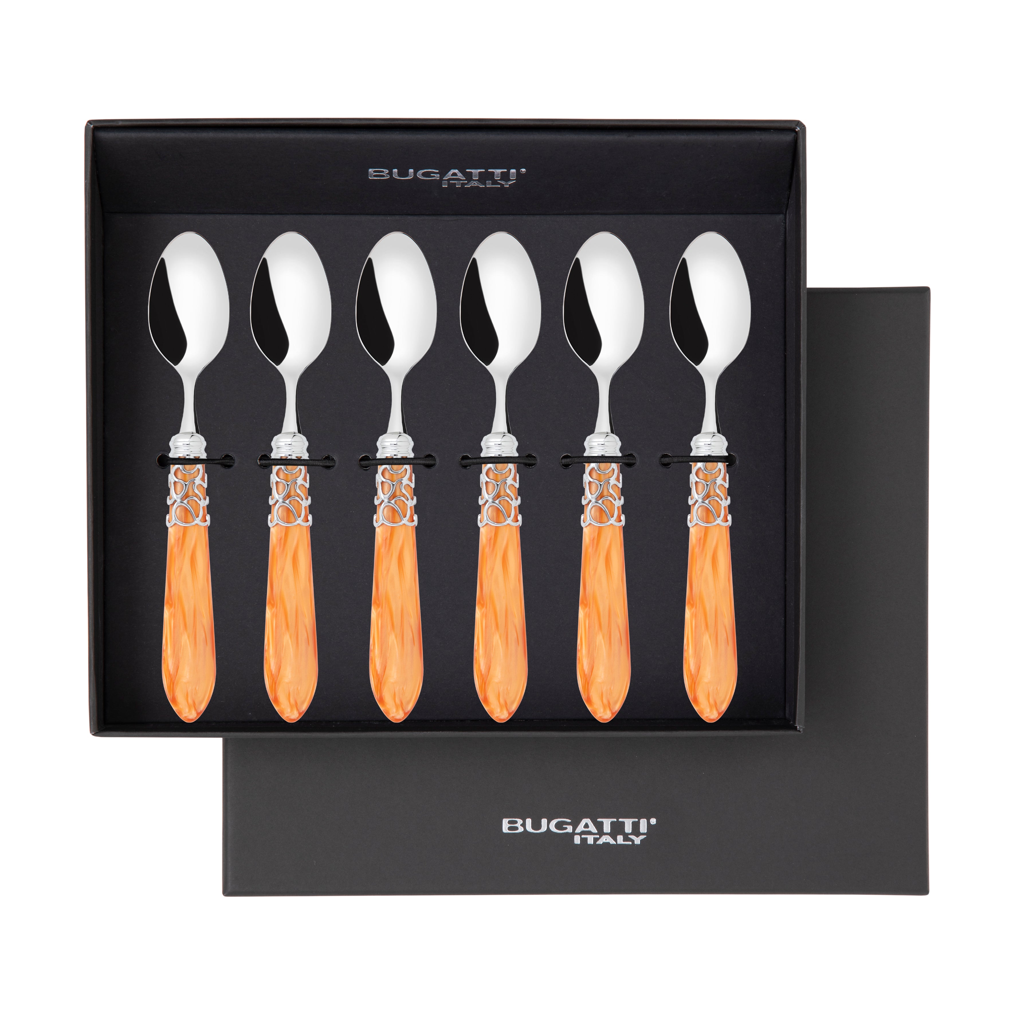 Melodia Brilliant 6 Piece Moka Spoon Set in gift box tangerine