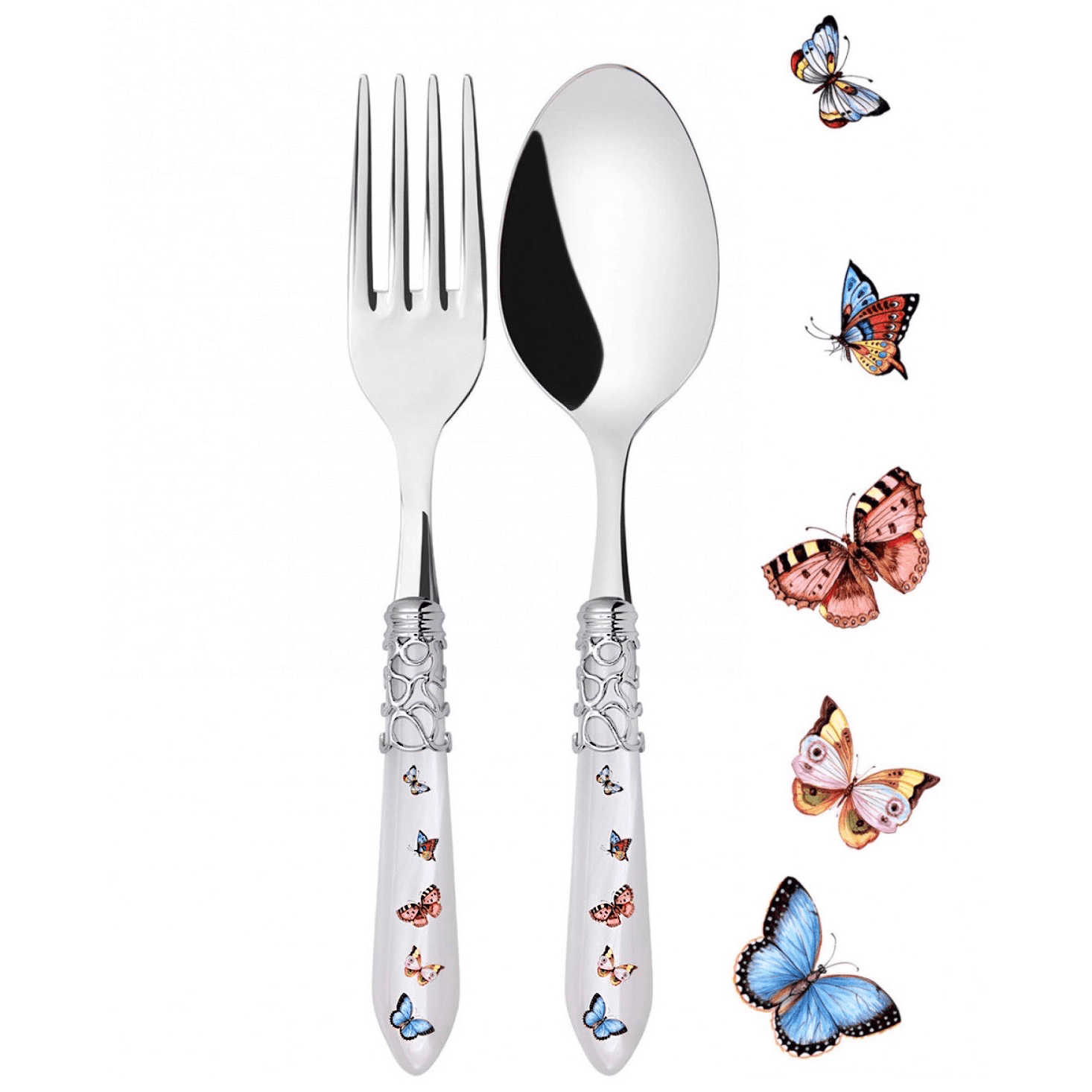 Melodia Butterflies 2 Piece Serving Set white-Casa Bugatti USA