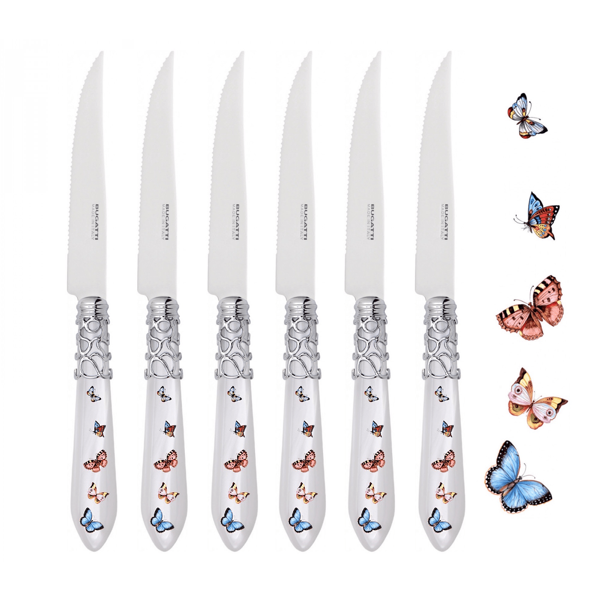 Melodia Butterflies Steak Knives Set white-Casa Bugatti USA