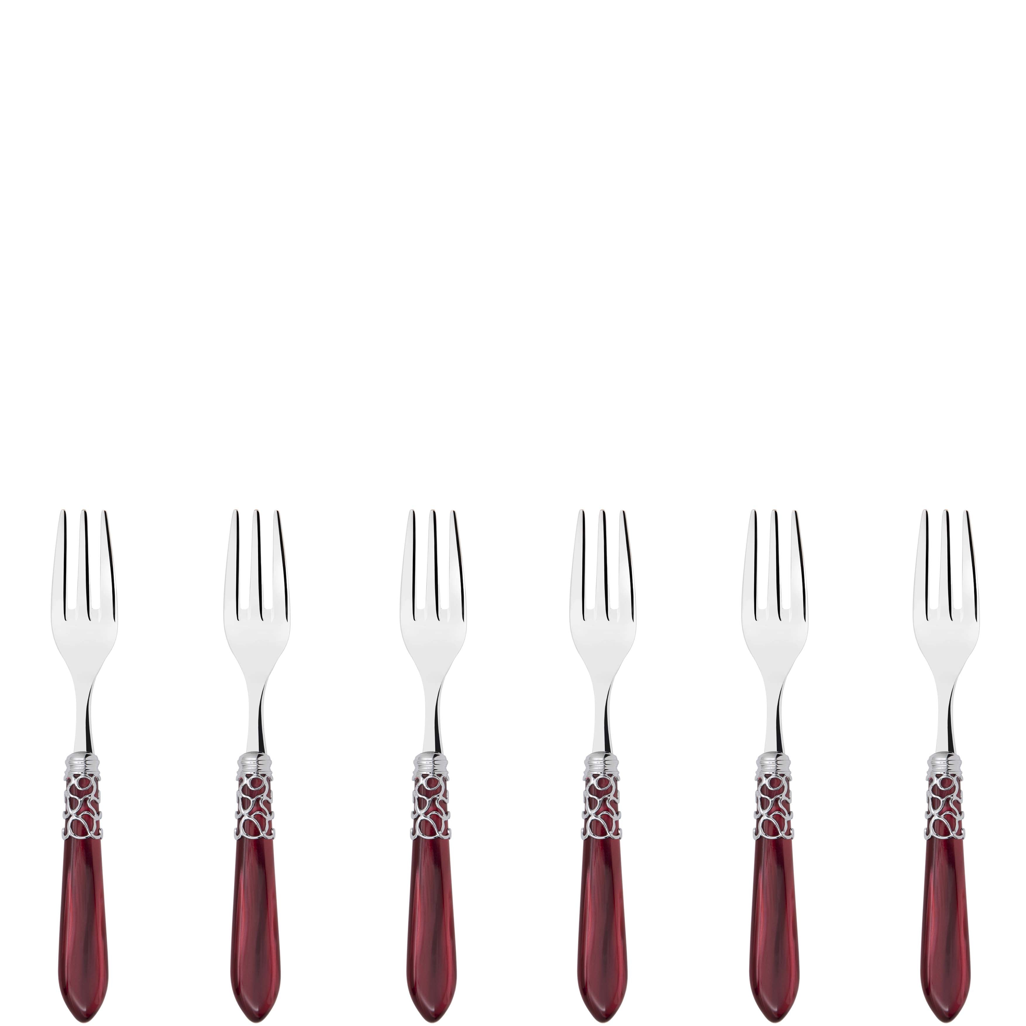 Melodia Brilliant Cocktail / Cake Fork Set in gift box - burgundy