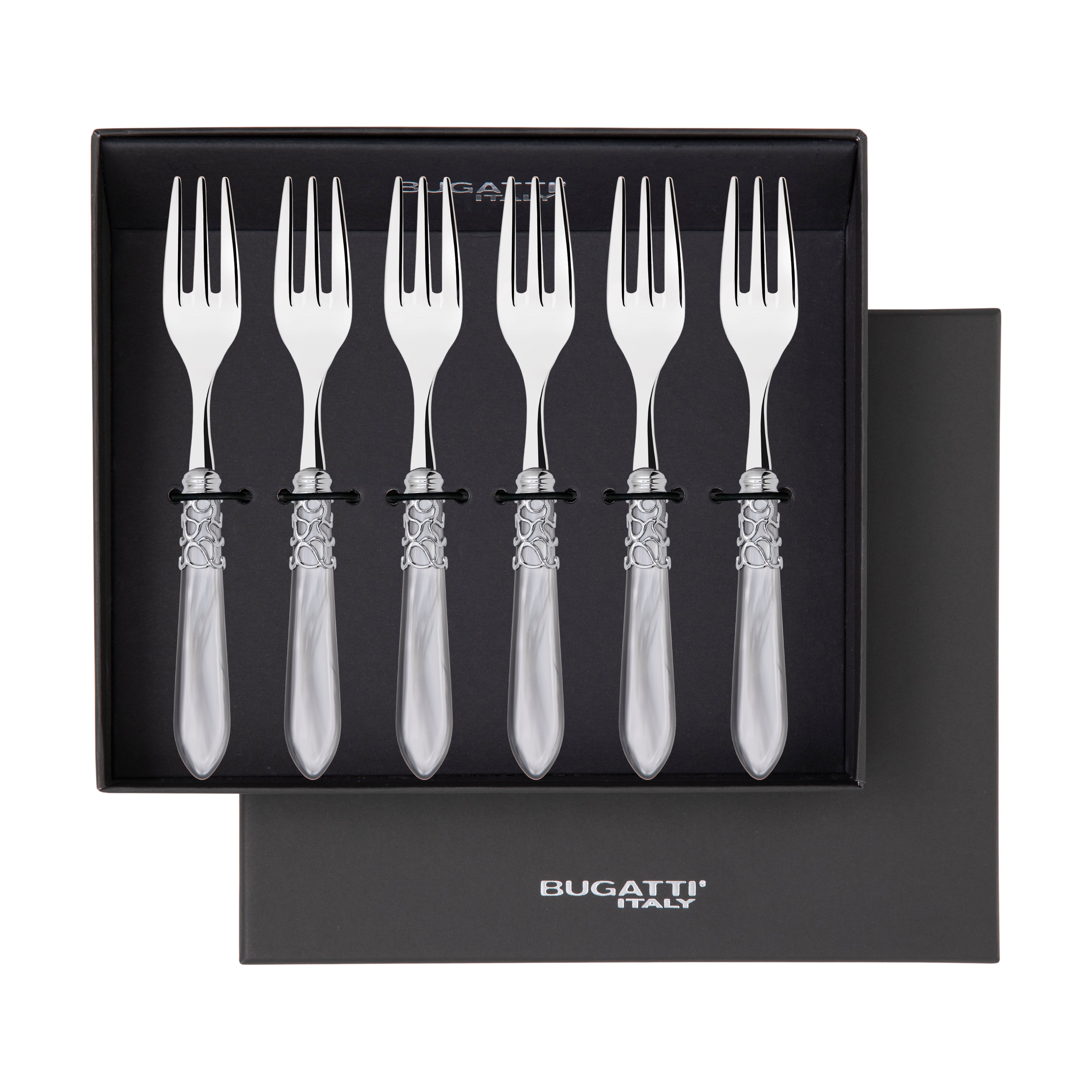 Melodia Brilliant Cocktail / Cake Fork Set in gift box - Gray-Casa Bugatti USA