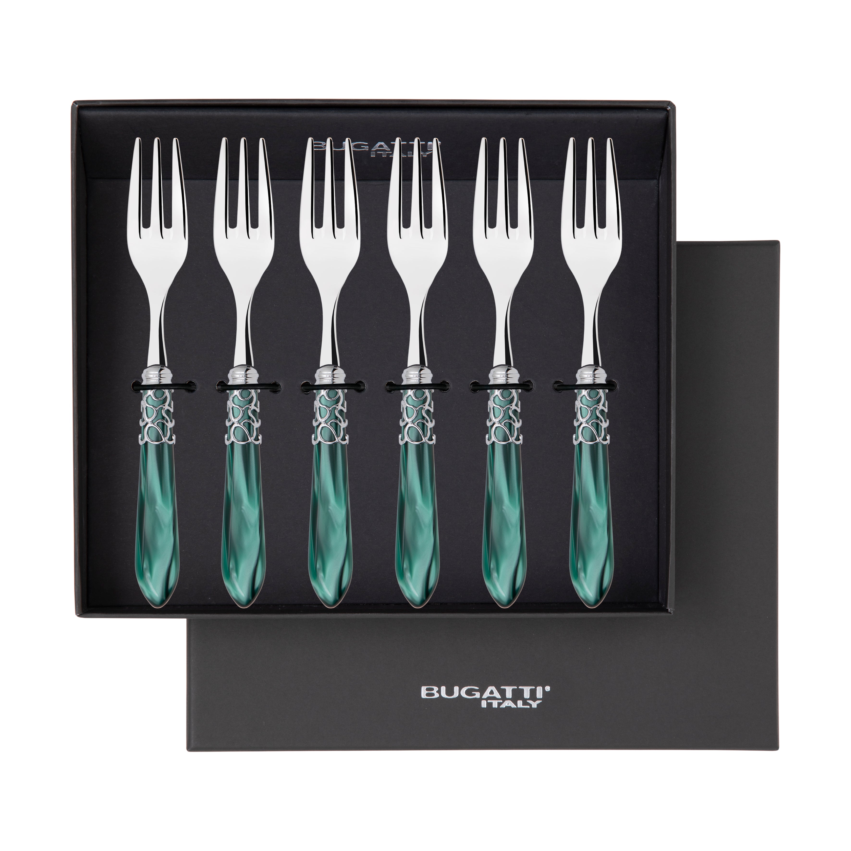 Melodia Brilliant Cocktail / Cake Fork Set in gift box - green