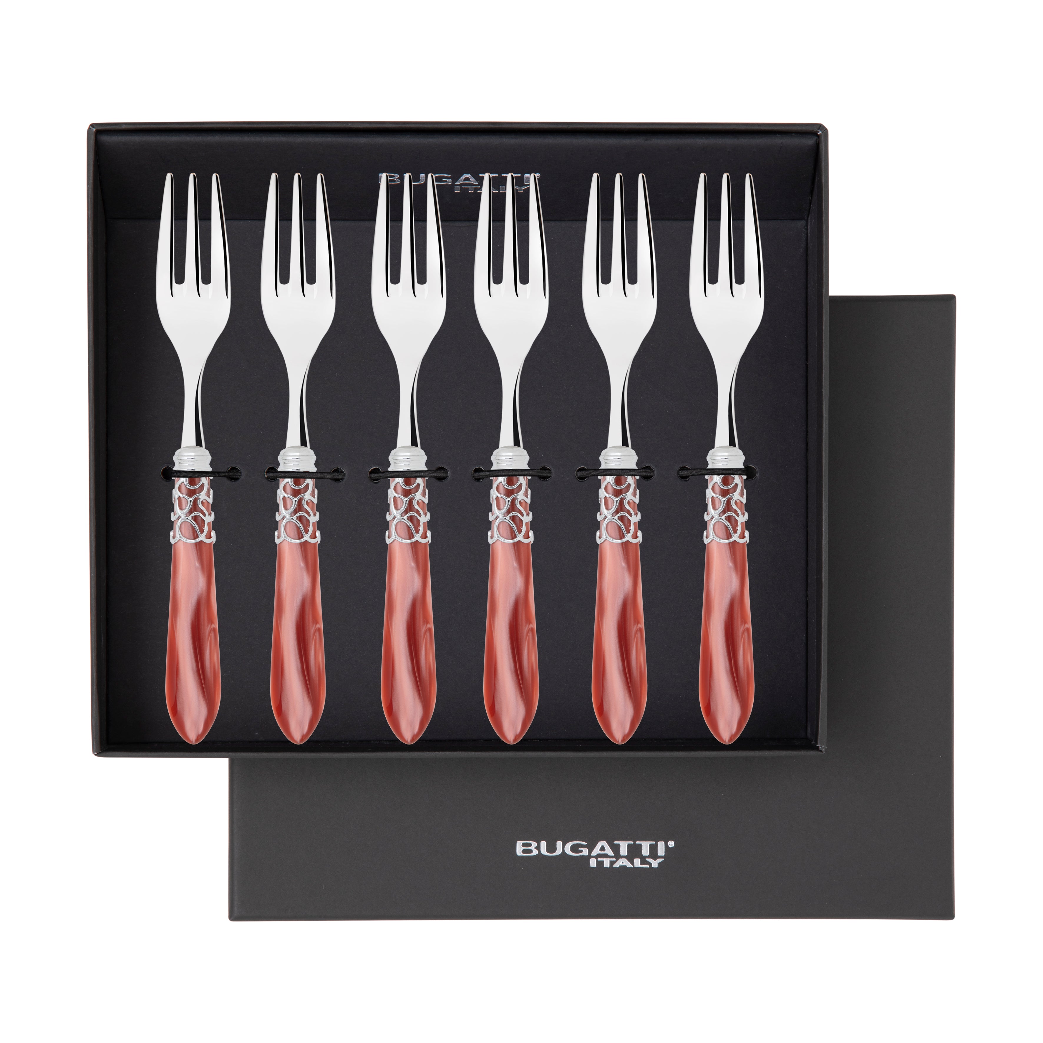 Melodia Brilliant Cocktail / Cake Fork Set in gift box - rust