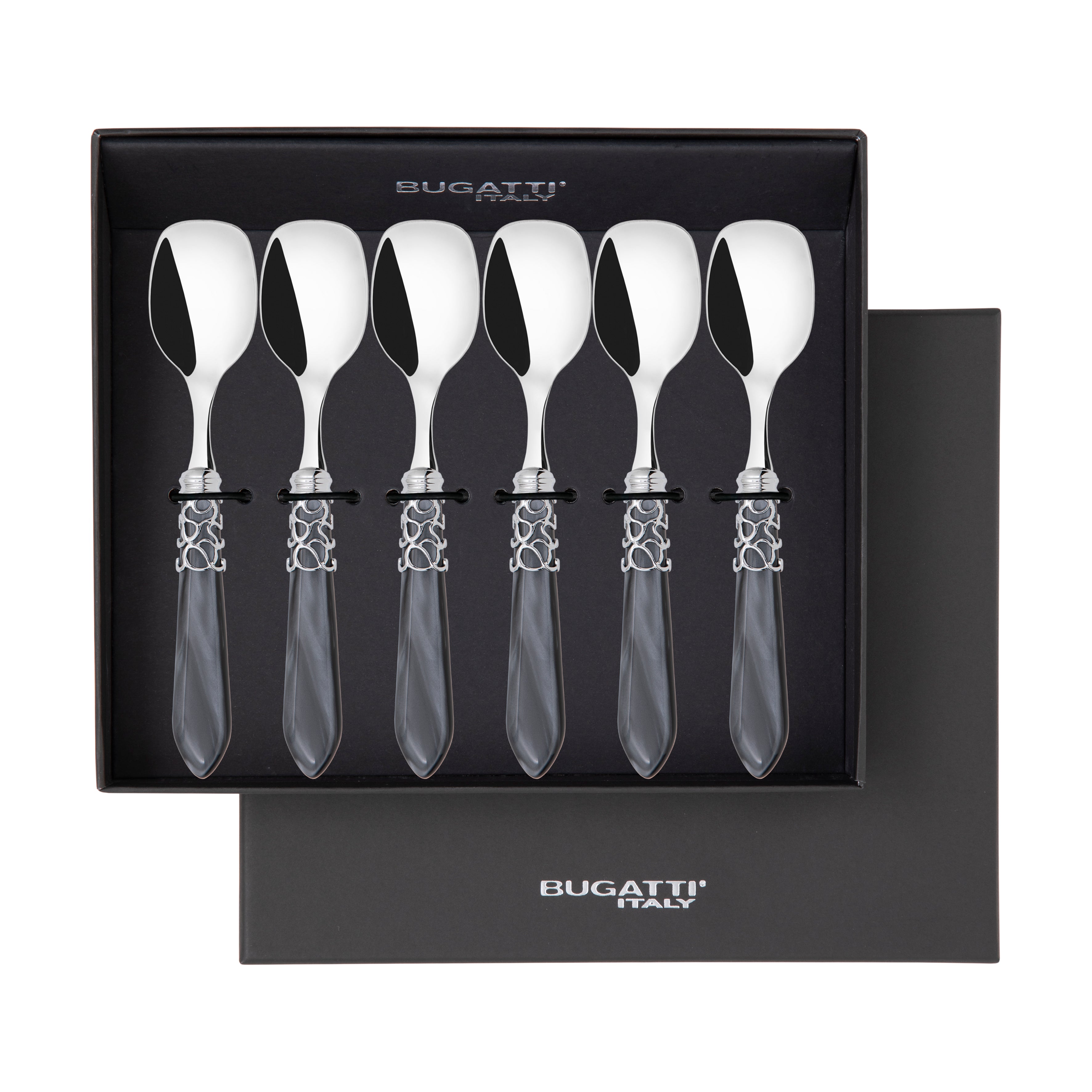 Melodia Brilliant Ice Cream Spoons Set in gift box - charcoal