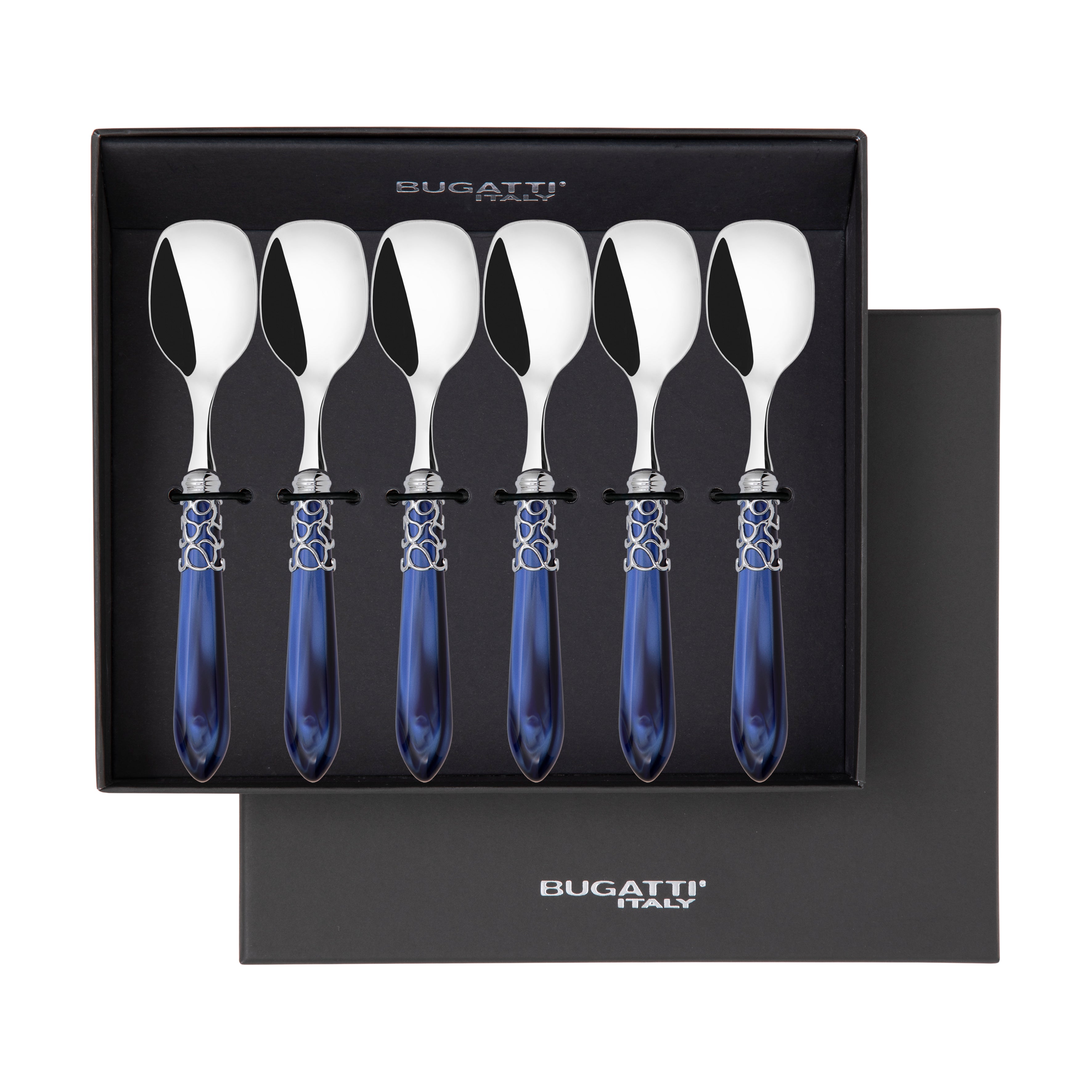 Melodia Brilliant Ice Cream Spoons Set in gift box - royal blue