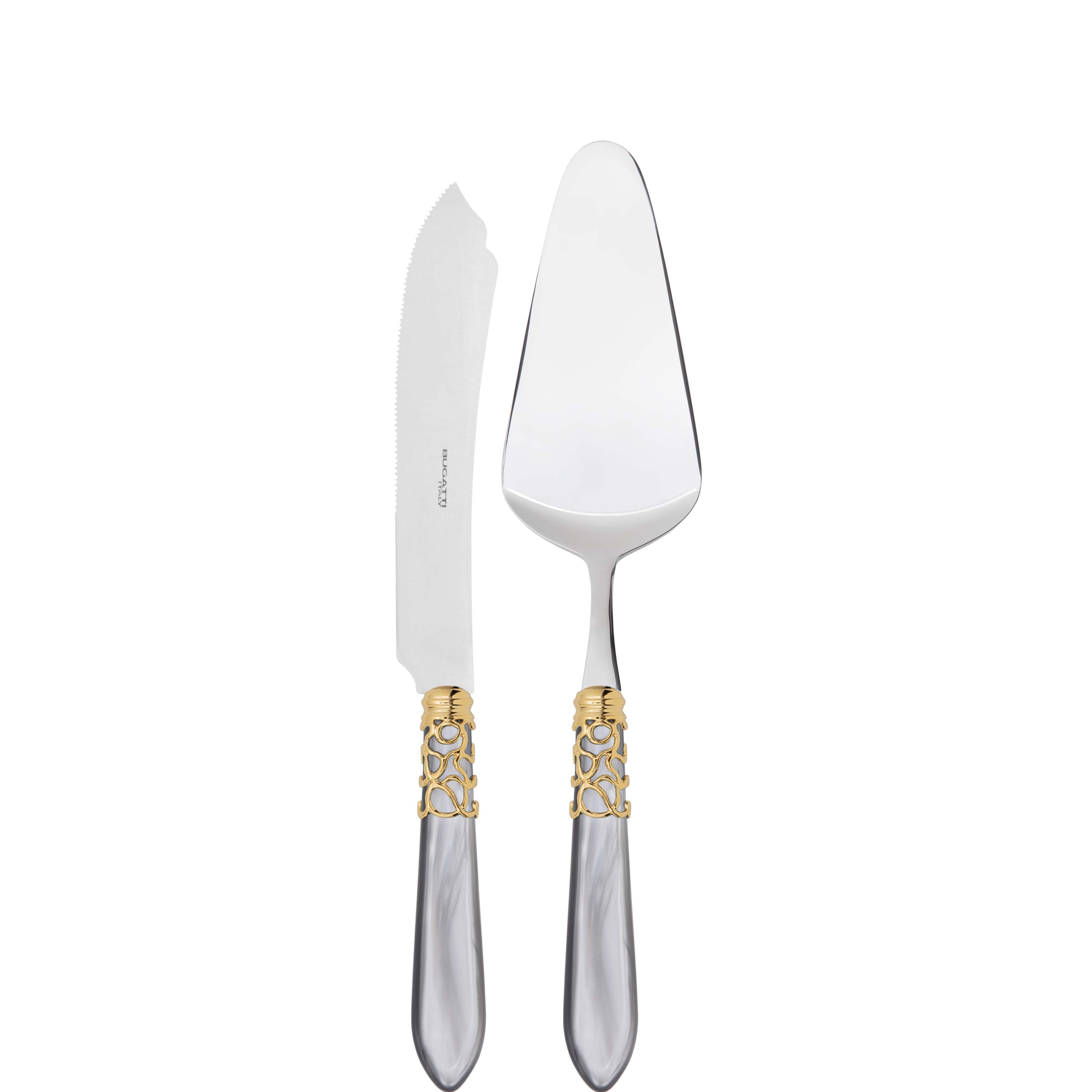 Melodia Gold 2 Piece Cake Serving set - Gray