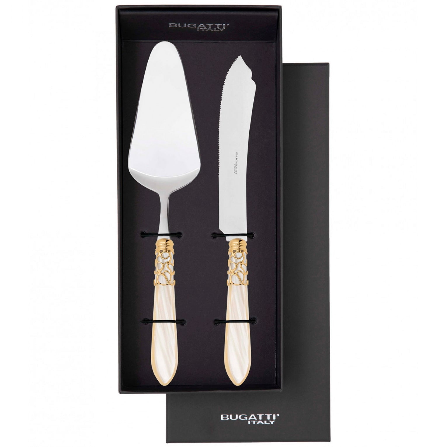 Melodia Gold 2 Piece Cake Serving Set ivory-Casa Bugatti USA