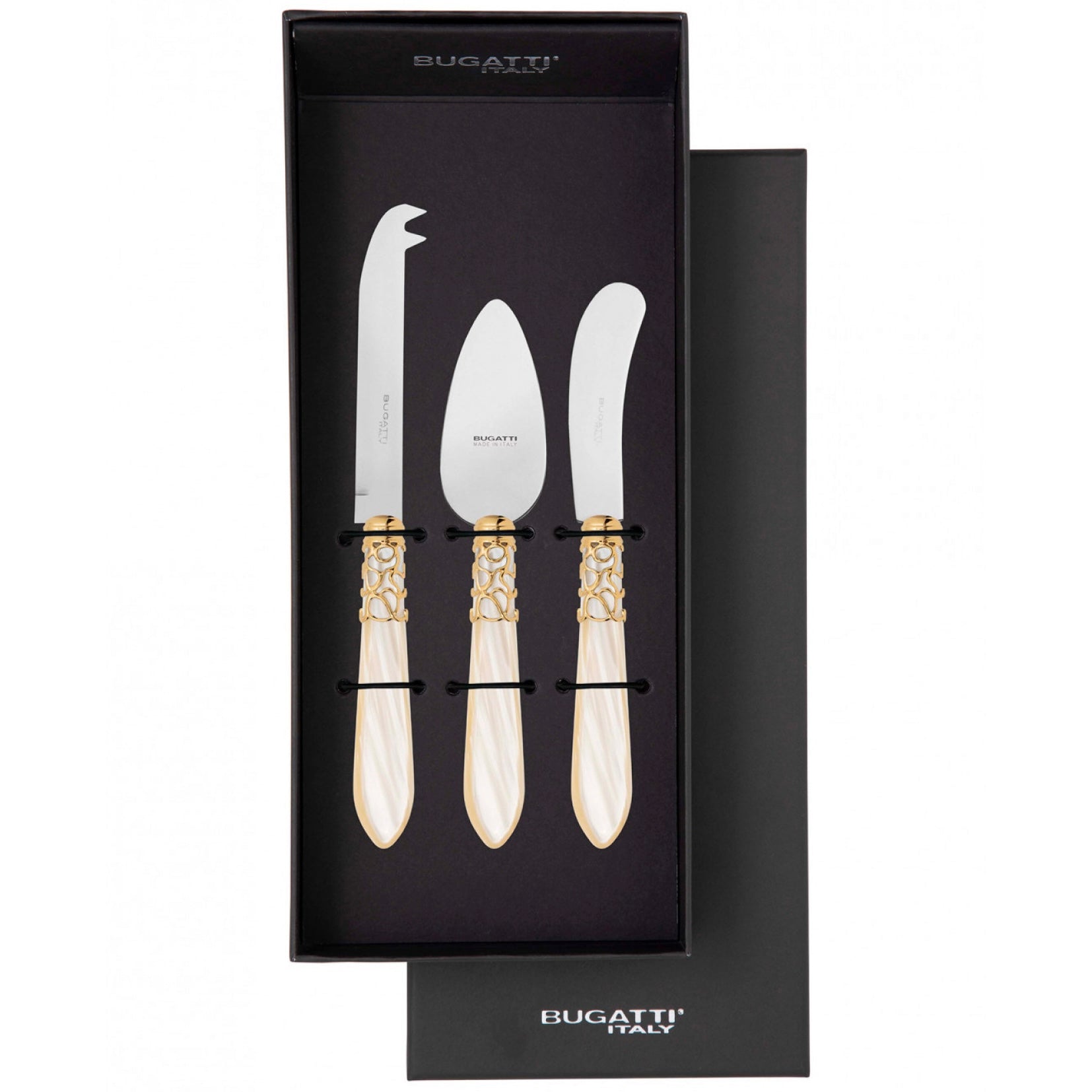Melodia Gold 3 Piece Cheese Knives Set ivory-Casa Bugatti USA