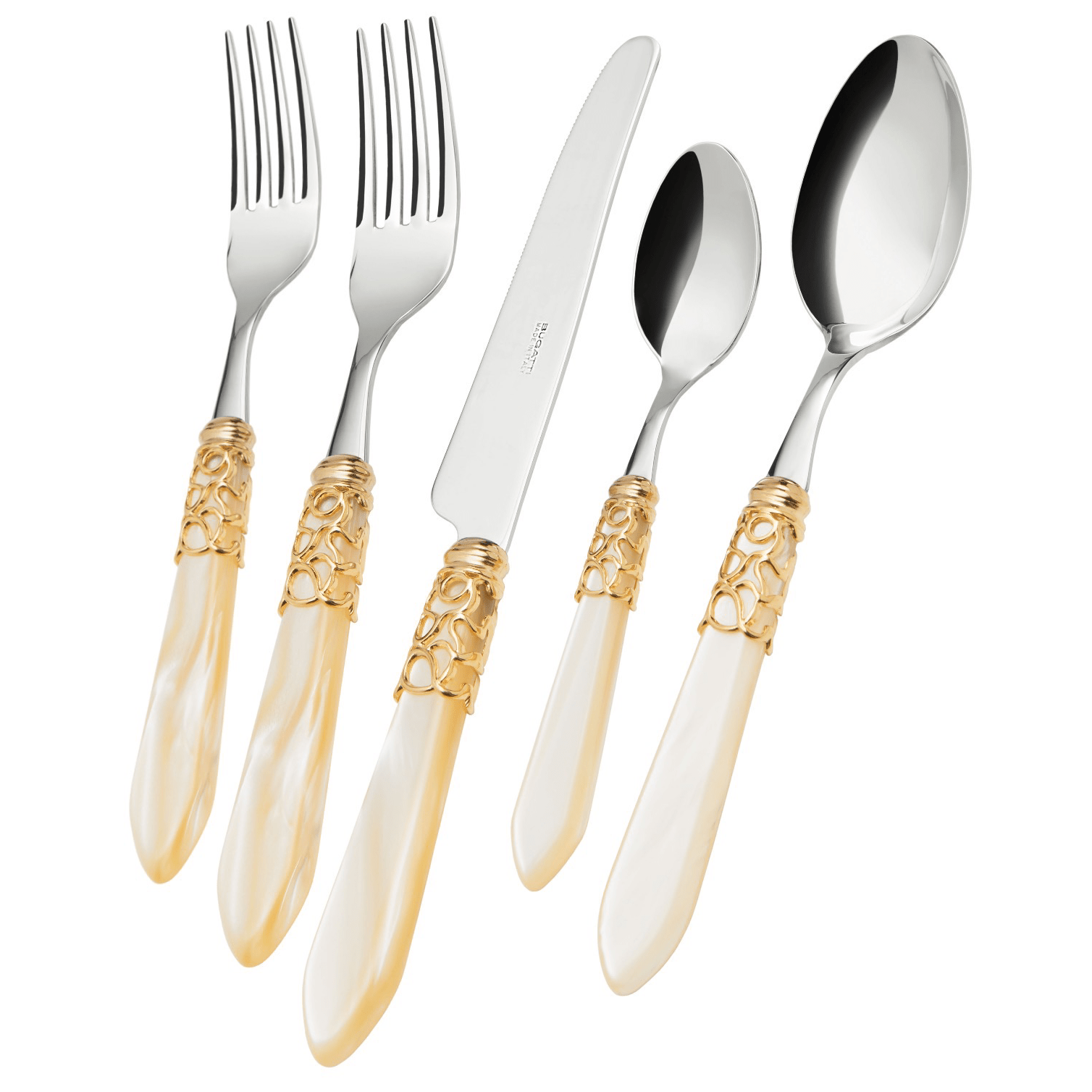 Melodia Gold Ring 5 Piece Place Setting ivory-Casa Bugatti USA