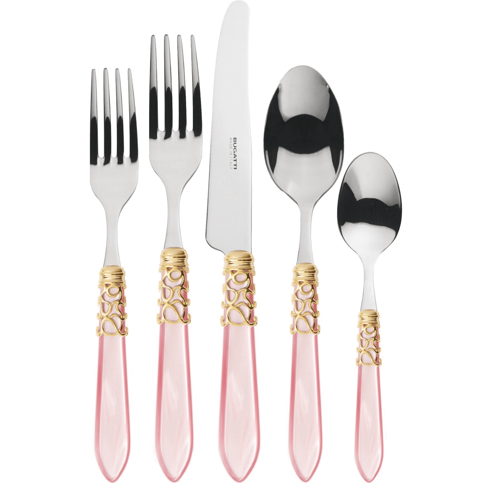 Melodia Gold Ring 5 Piece Place Setting pink-Casa Bugatti USA