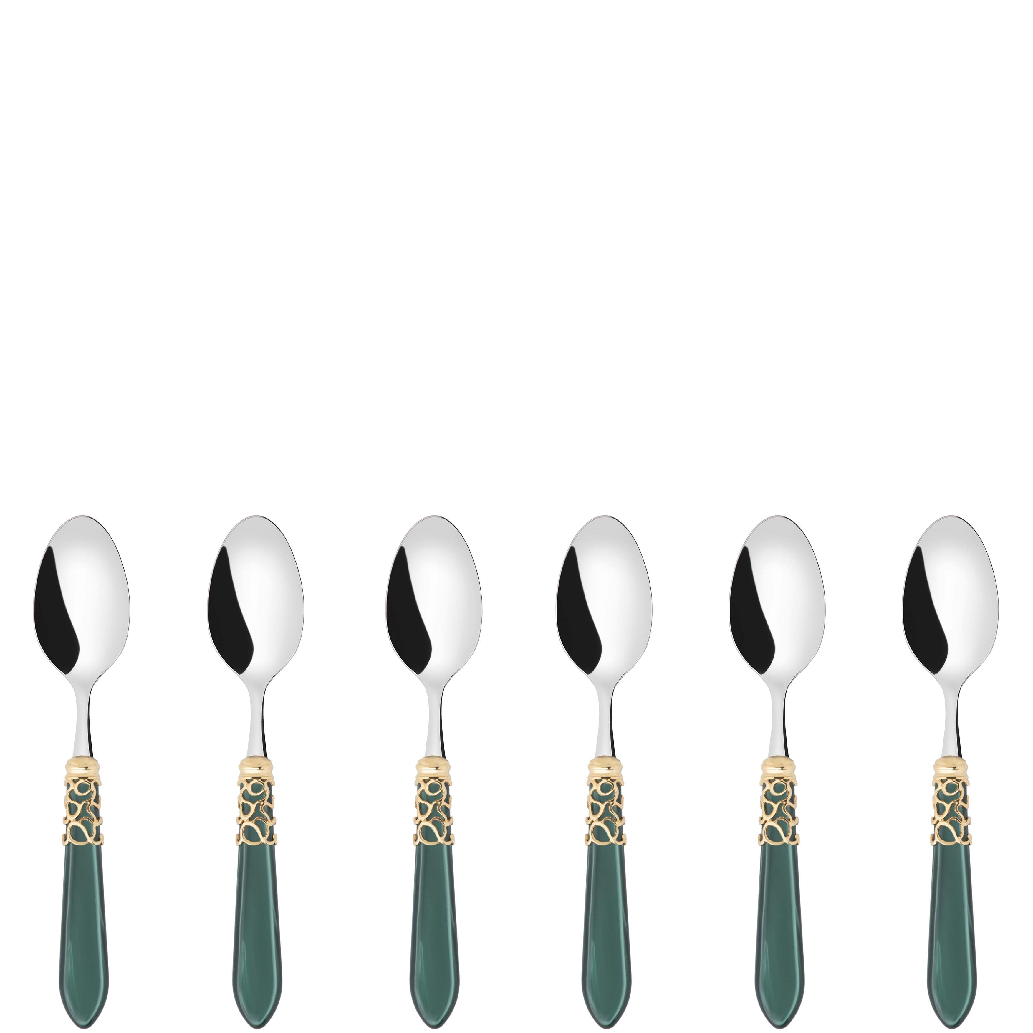 Melodia Gold 6 Piece Coffee Spoon Set in gift box - green