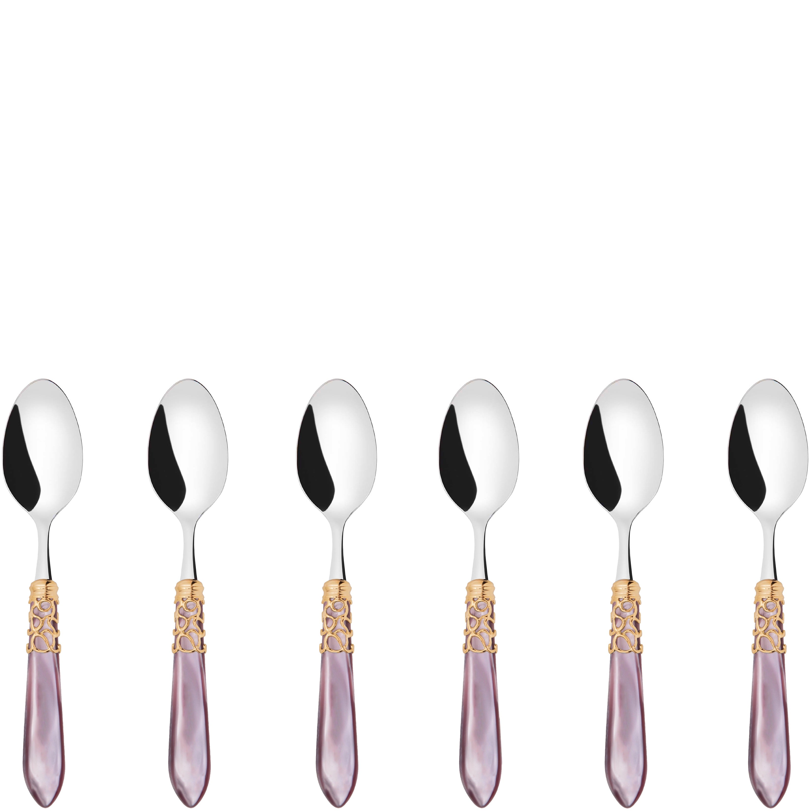 Melodia Gold 6 Piece Moka Spoon Set in gift box lilac-Casa Bugatti USA