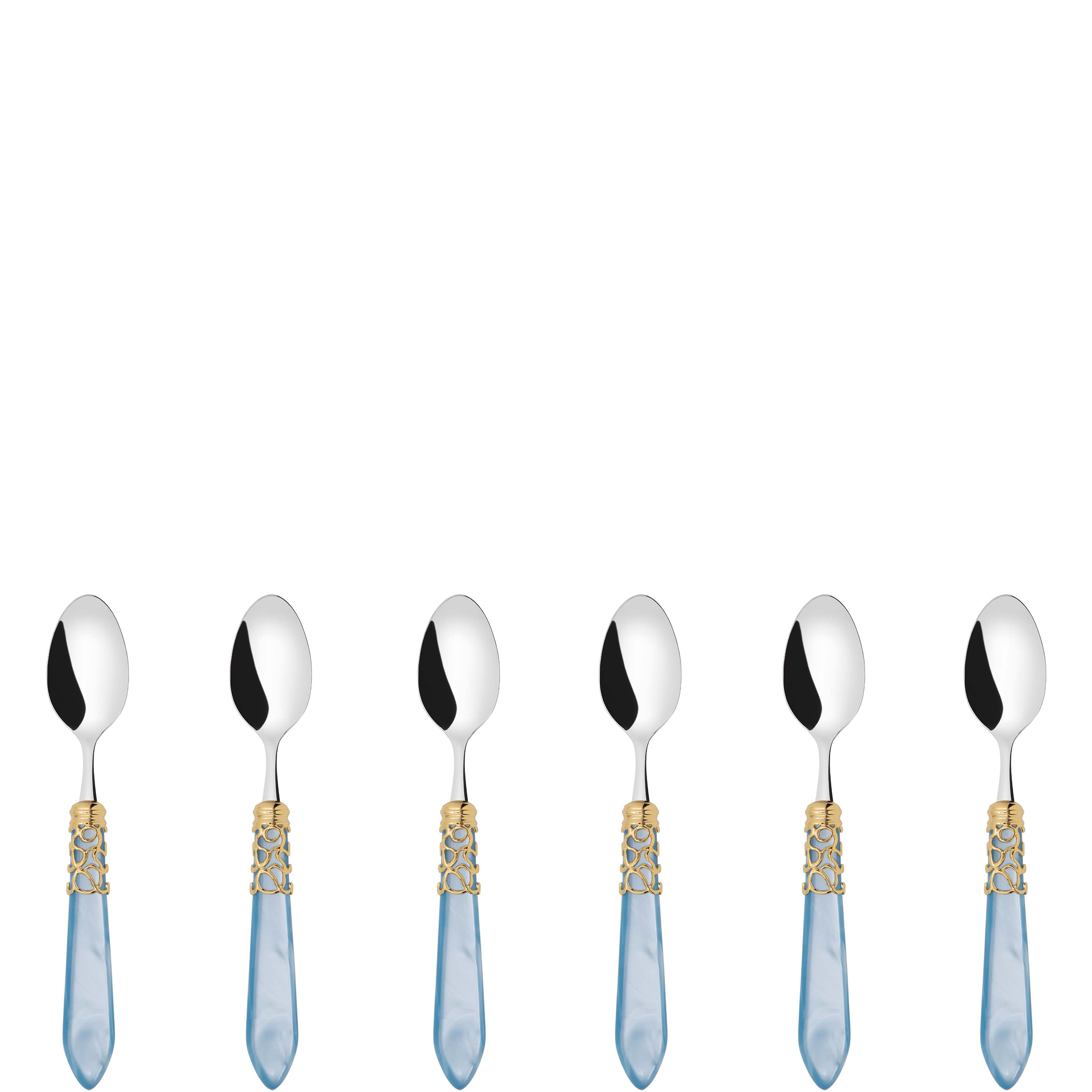 Melodia Gold 6 Piece Moka Spoon Set in gift box sky blue