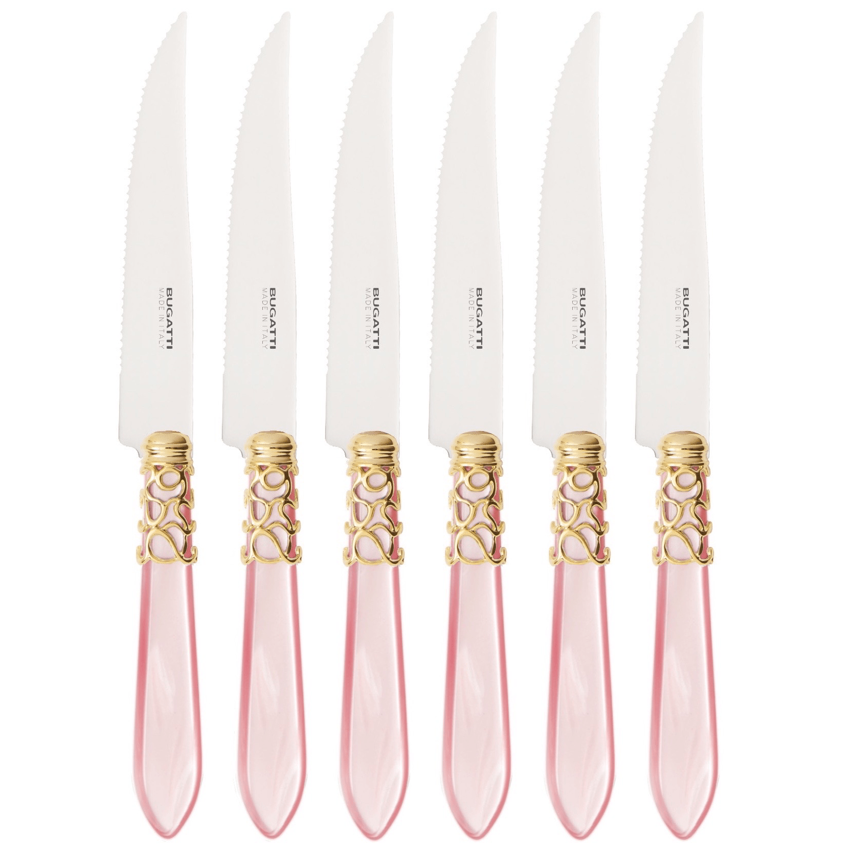 Melodia Gold Ring Steak Knives Set - PINK BARBIEnk-Casa Bugatti USA