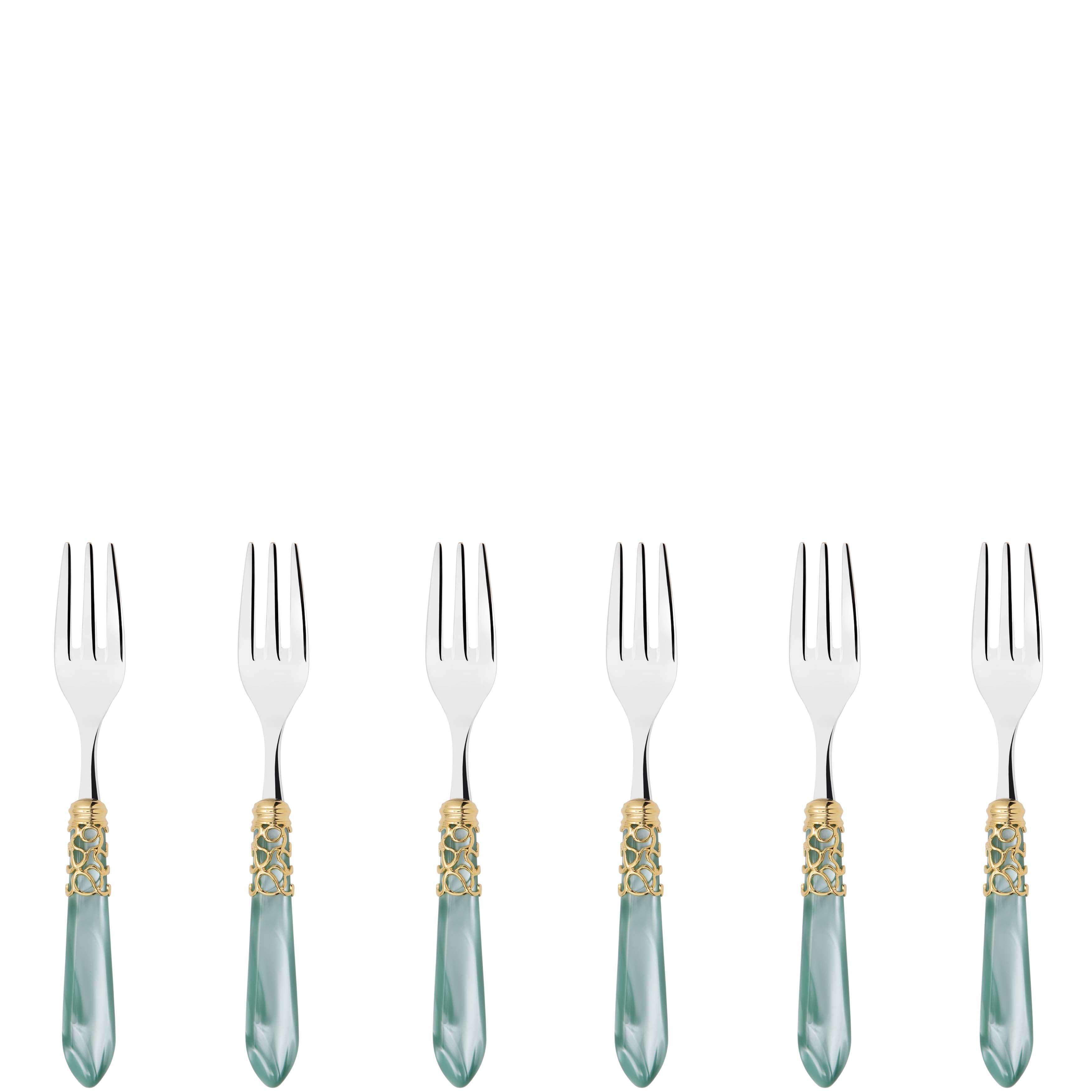 Melodia Gold Cocktail / Cake Fork Set in gift box - aqua-Casa Bugatti USA