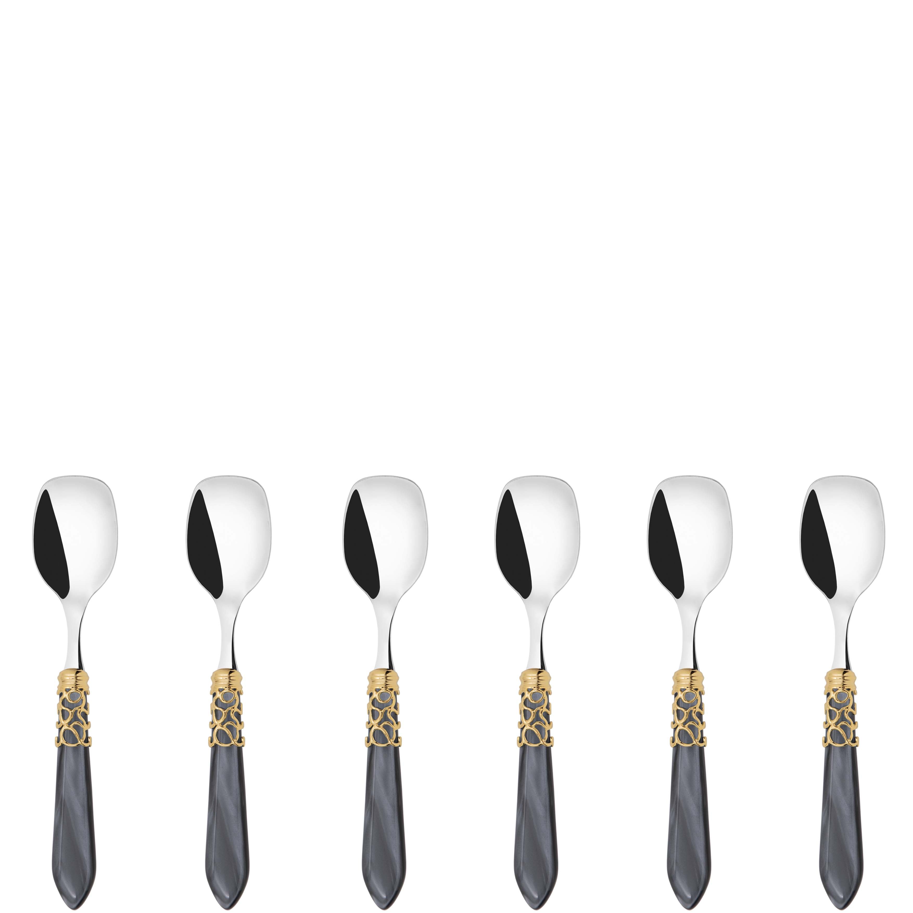 Melodia Gold Ice Cream Spoons Set in gift box - charcoal