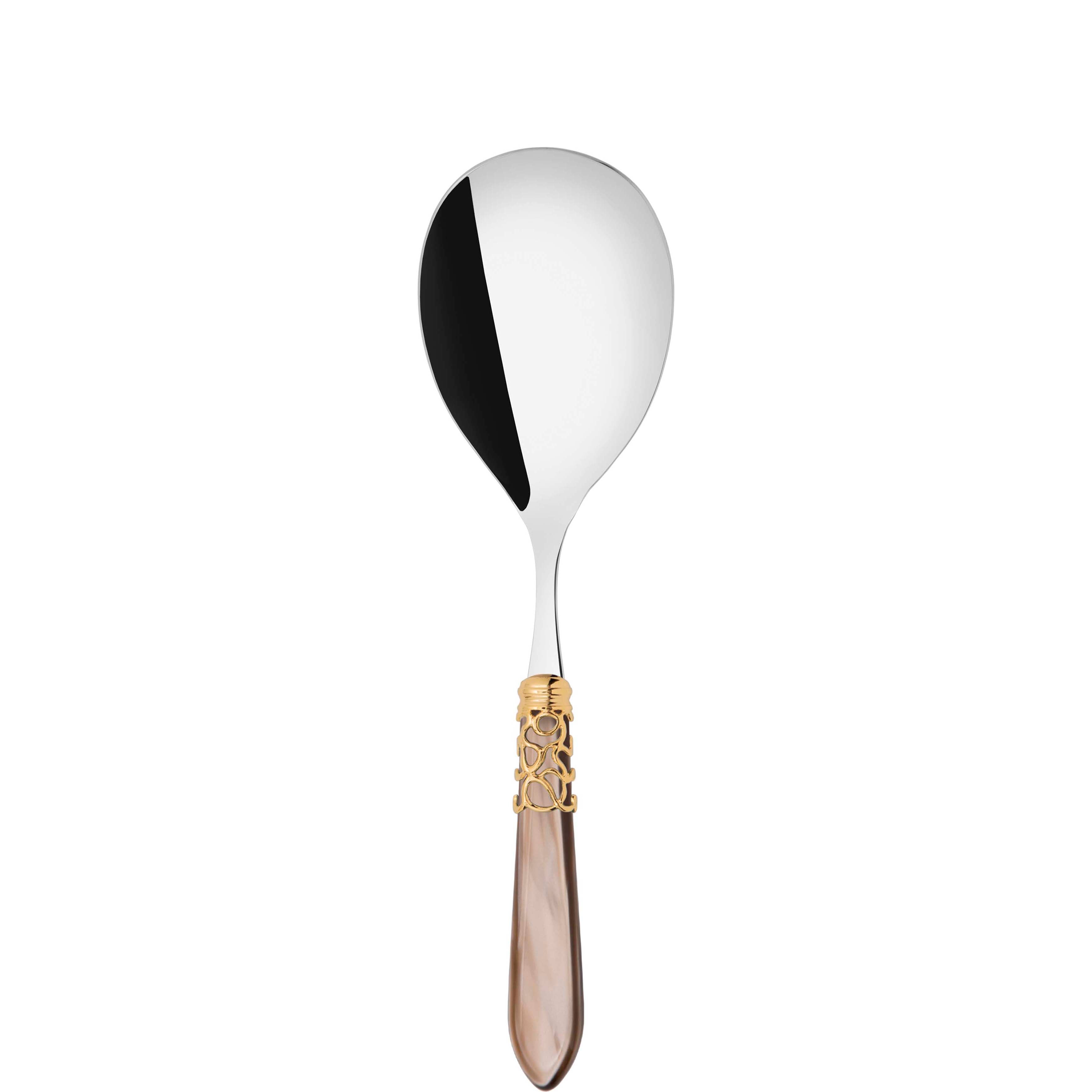 Melodia Gold Rice Casserole Serving Spoon in gift box - taupe