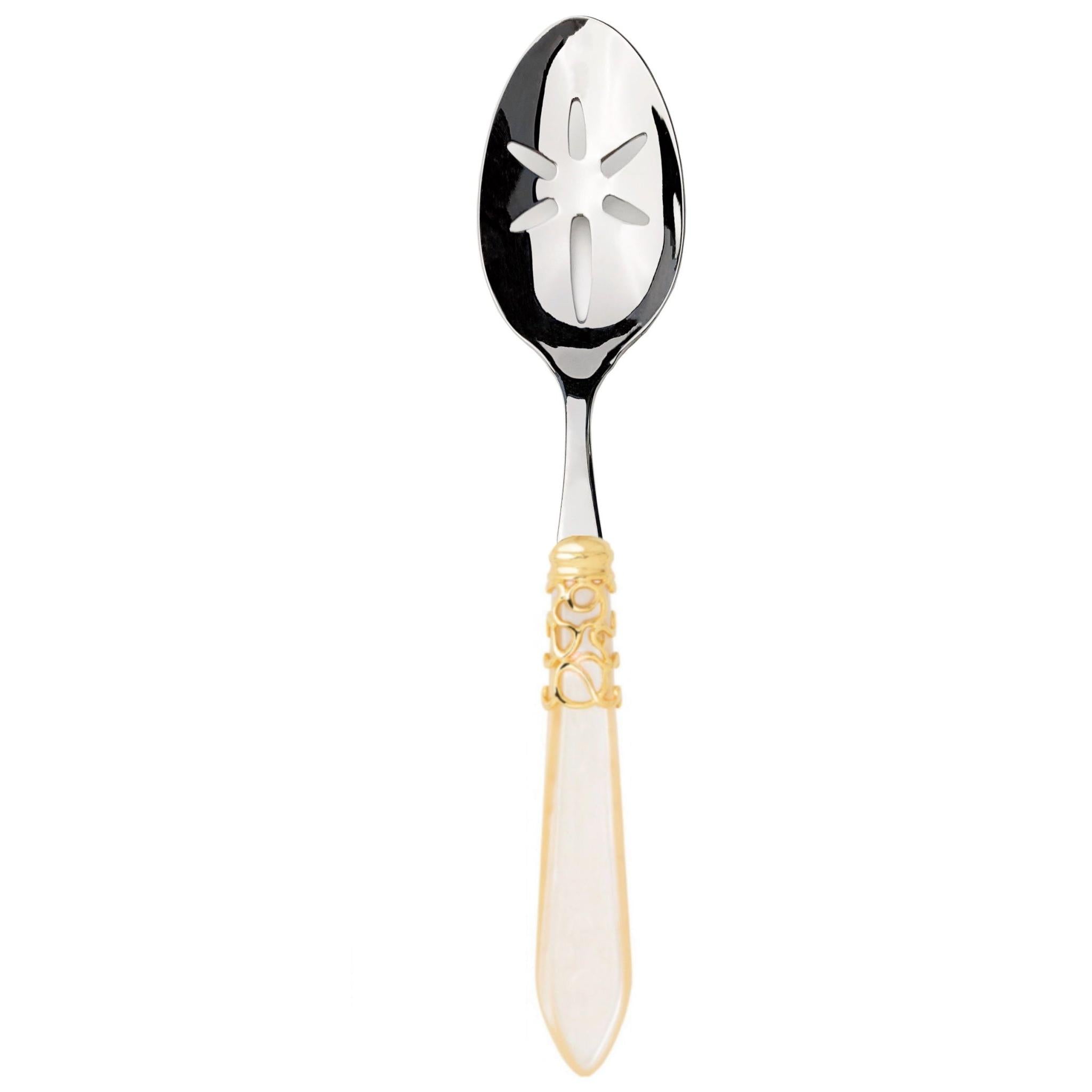 Melodia Gold Slotted Serving Spoon ivory-Casa Bugatti USA
