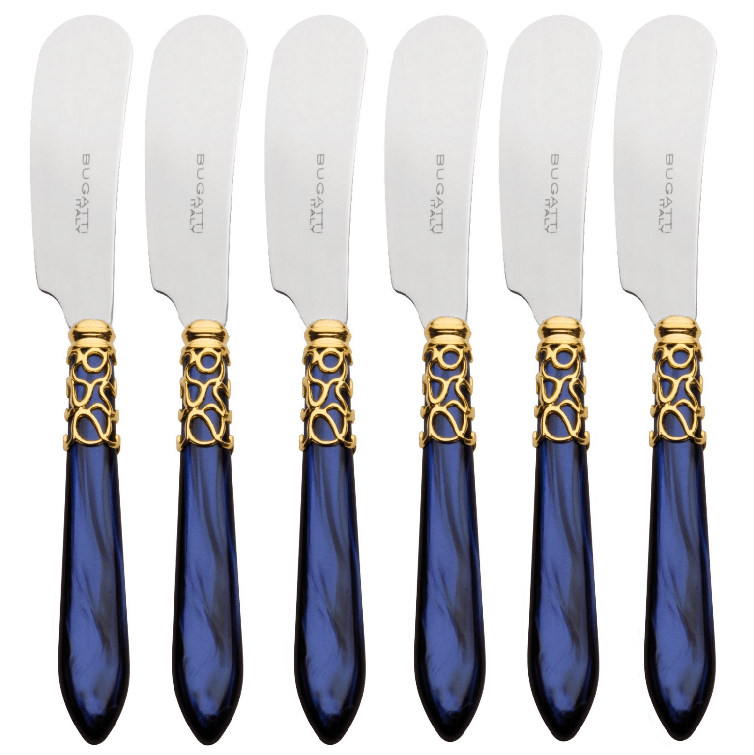 Melodia Spreaders / Butter Knives Set - GOLD/BLUE-Casa Bugatti USA