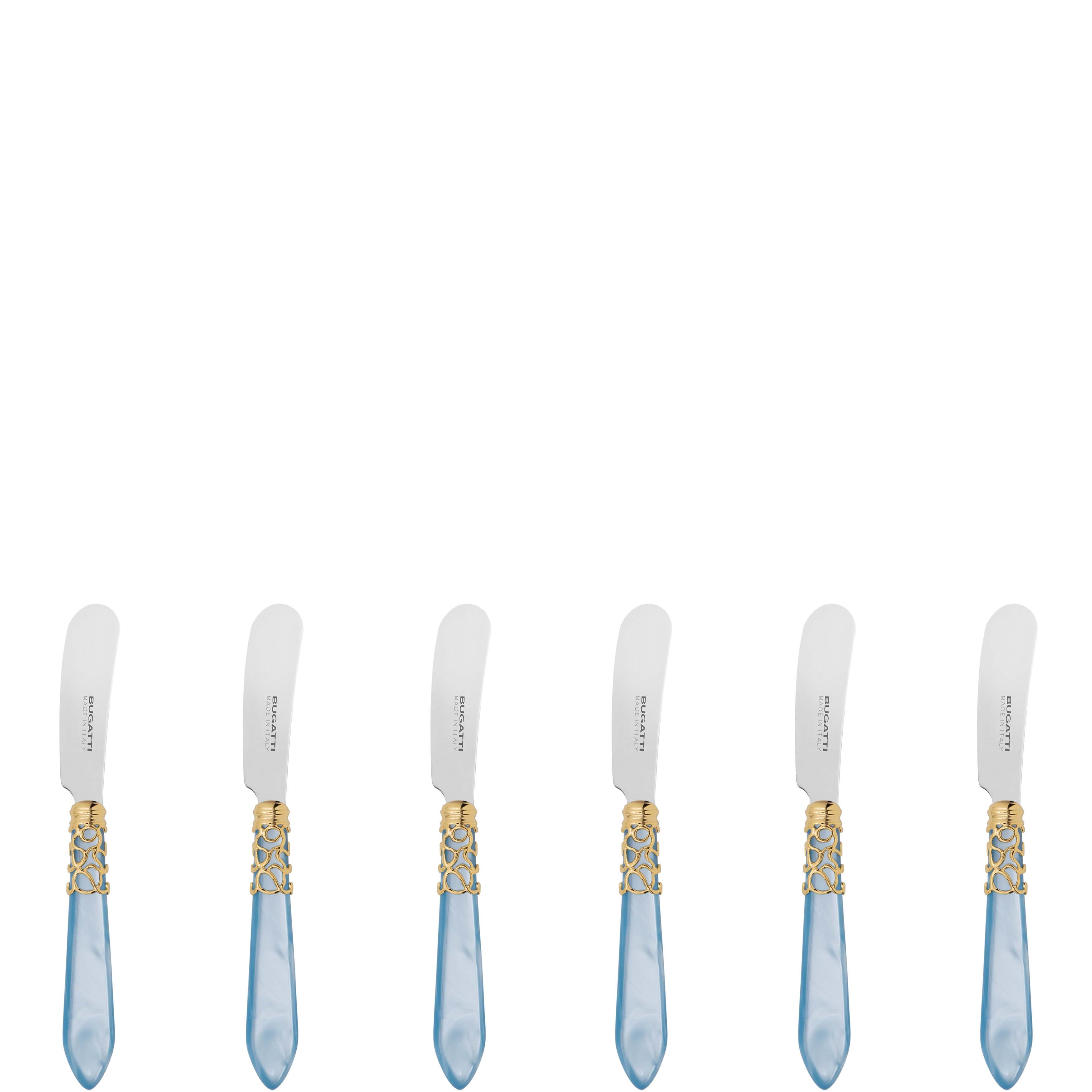 Melodia Gold Spreader / Butter Knife Set - sky blue