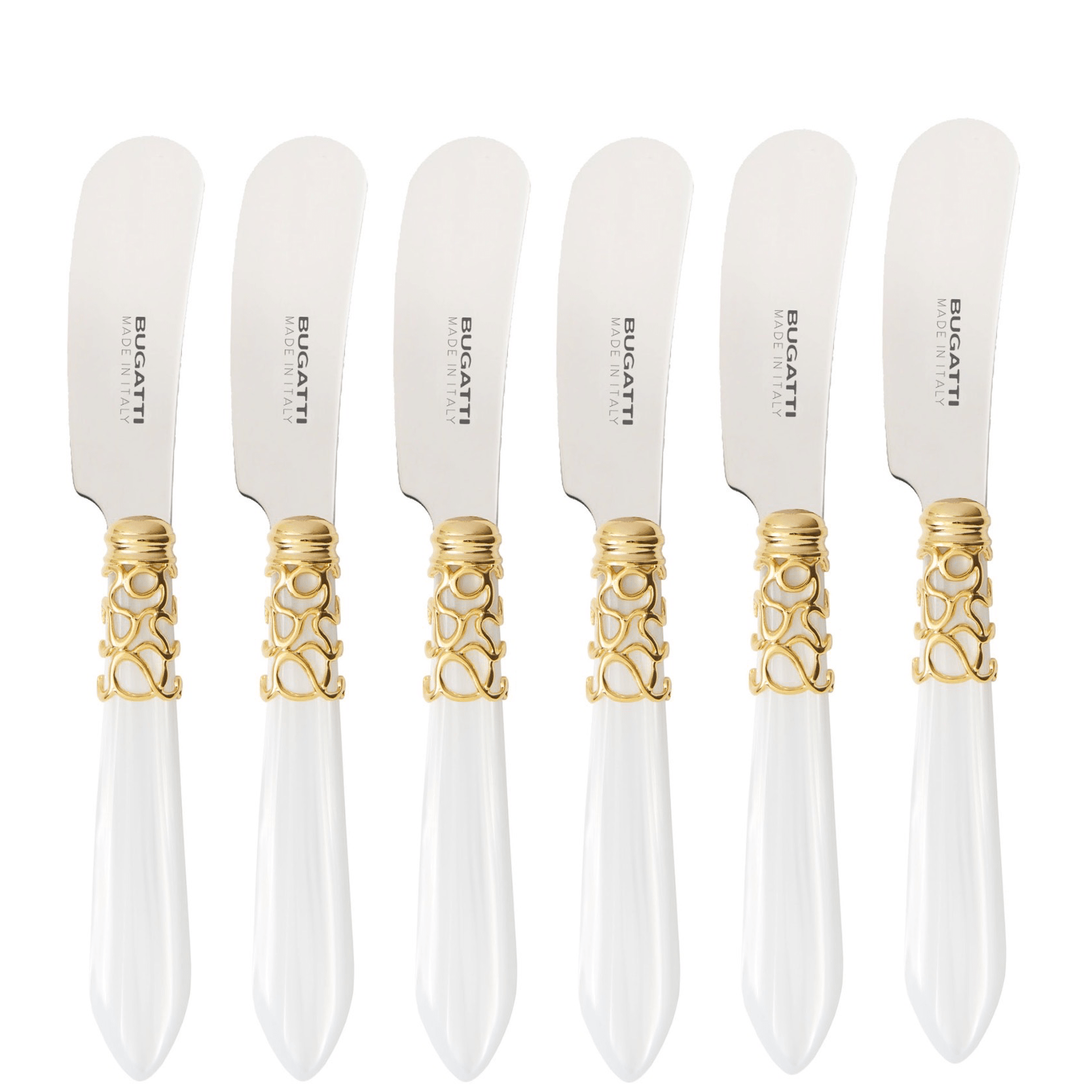 Melodia Gold Spreaders / Butter Knives Set - WHITE-Casa Bugatti USA