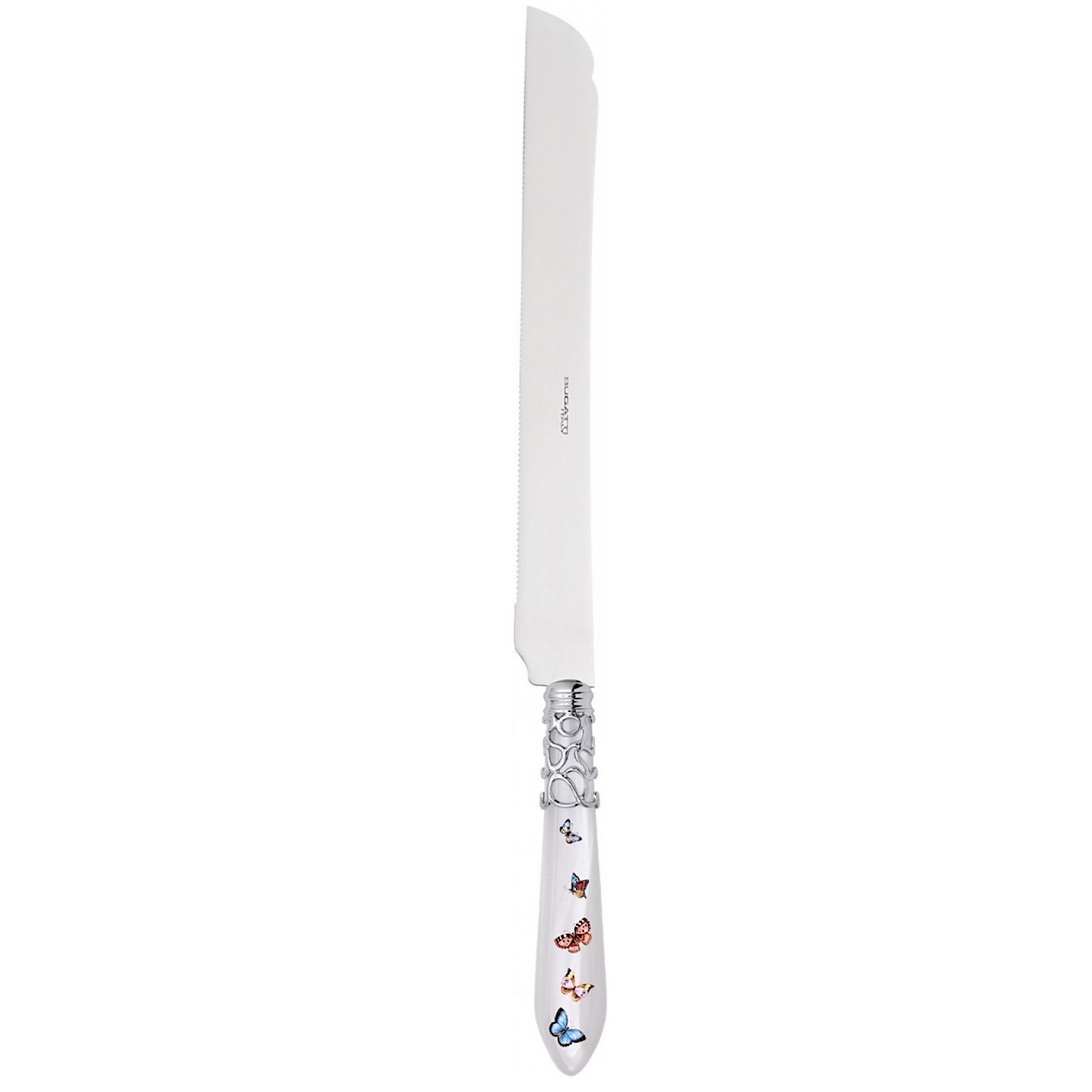 Melodia Brilliant Butterflies Long Cake Knife 32 cm (12.60 inch) - White-Casa Bugatti USA