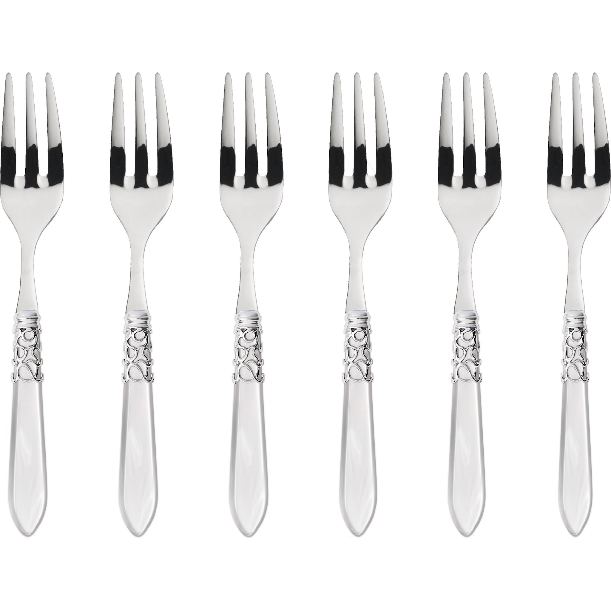 Melodia Brilliant Cake / Cocktail Forks Set - White-Casa Bugatti USA