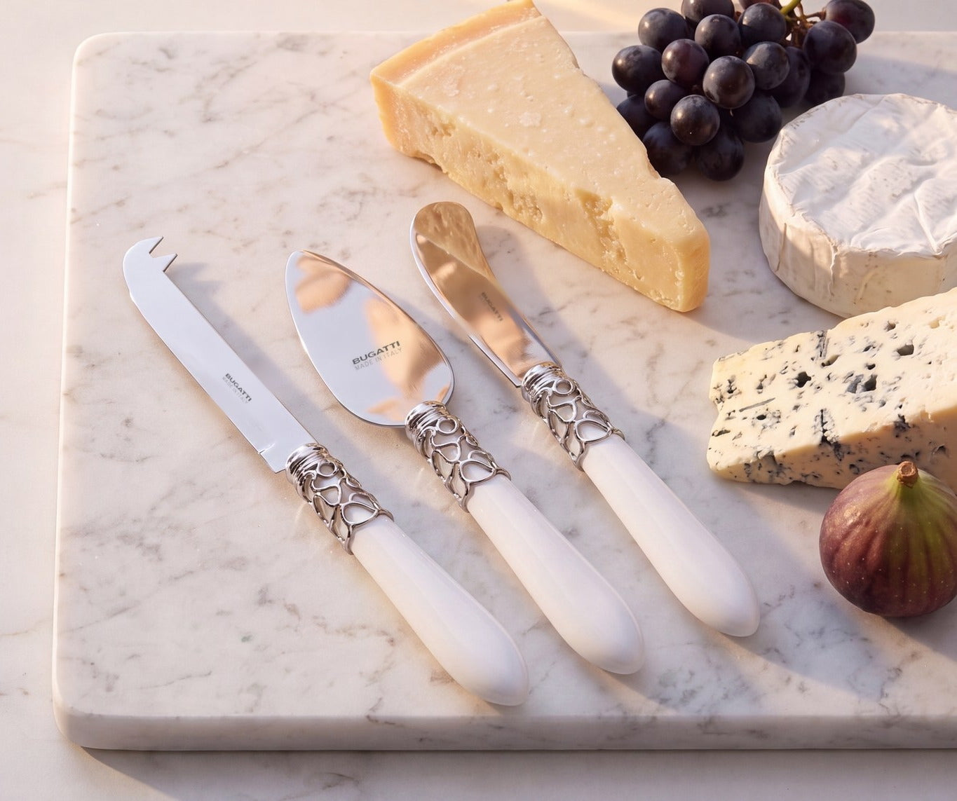 Melodia Brilliant 3 piece cheese knife set, White — Casa Bugatti