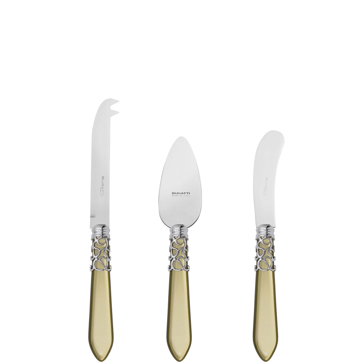 Melodia Brilliant 3 Piece Cheese Knife Set - chartreuse green