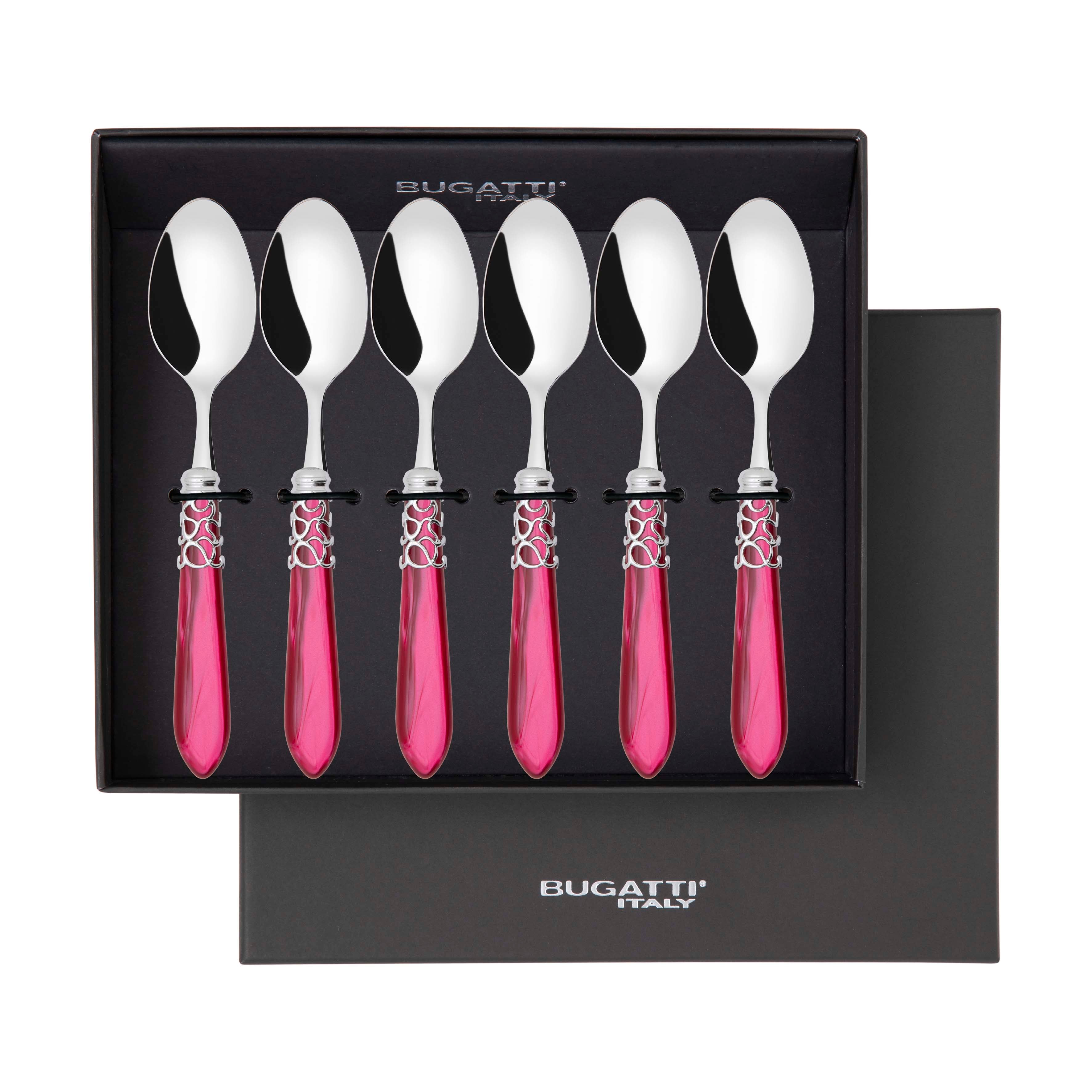 Melodia Brilliant 6 Piece Coffee Spoon Set in gift box - Raspberry-Casa Bugatti USA